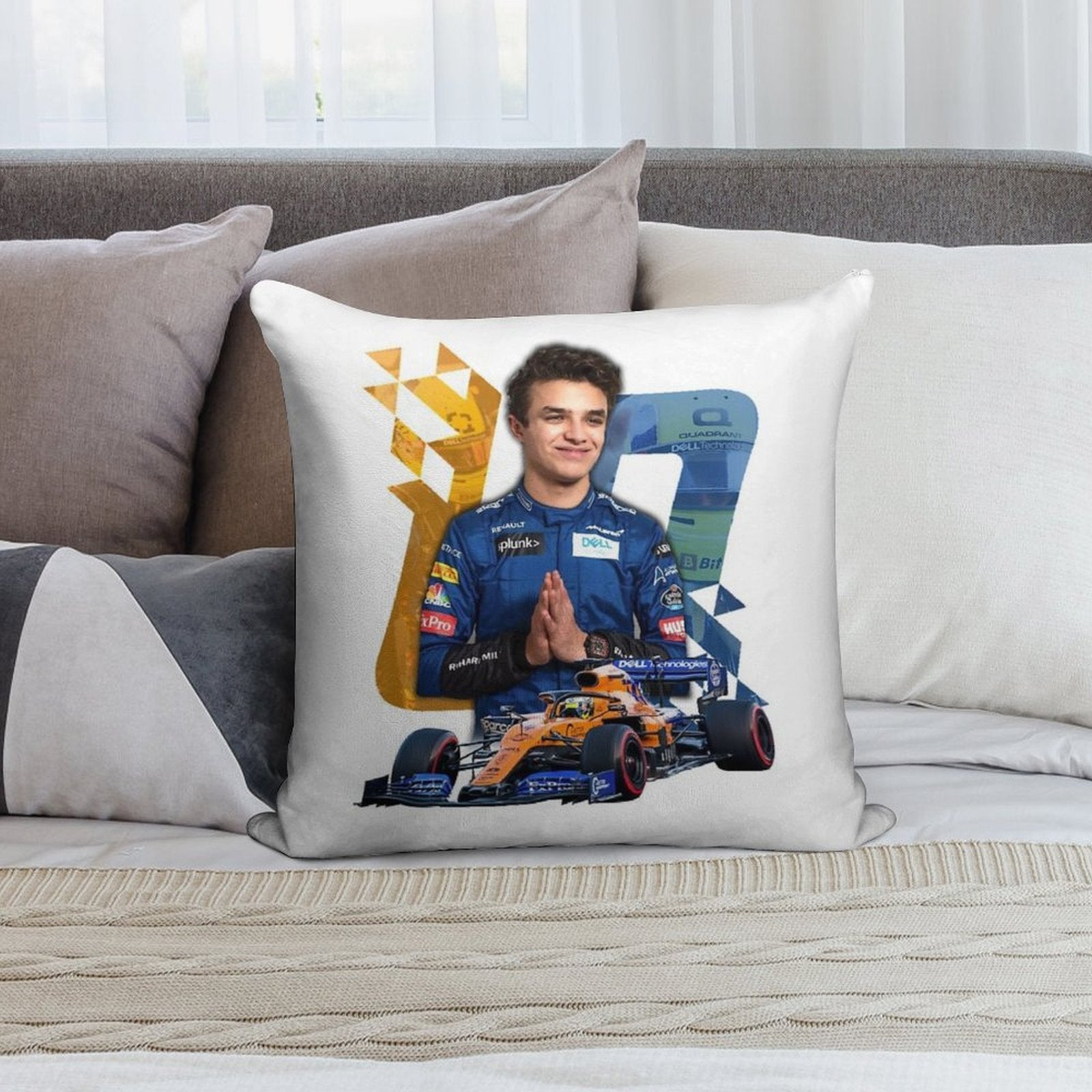 Lando Norris #4 - Racing Design Soft Washable Throw Pillow