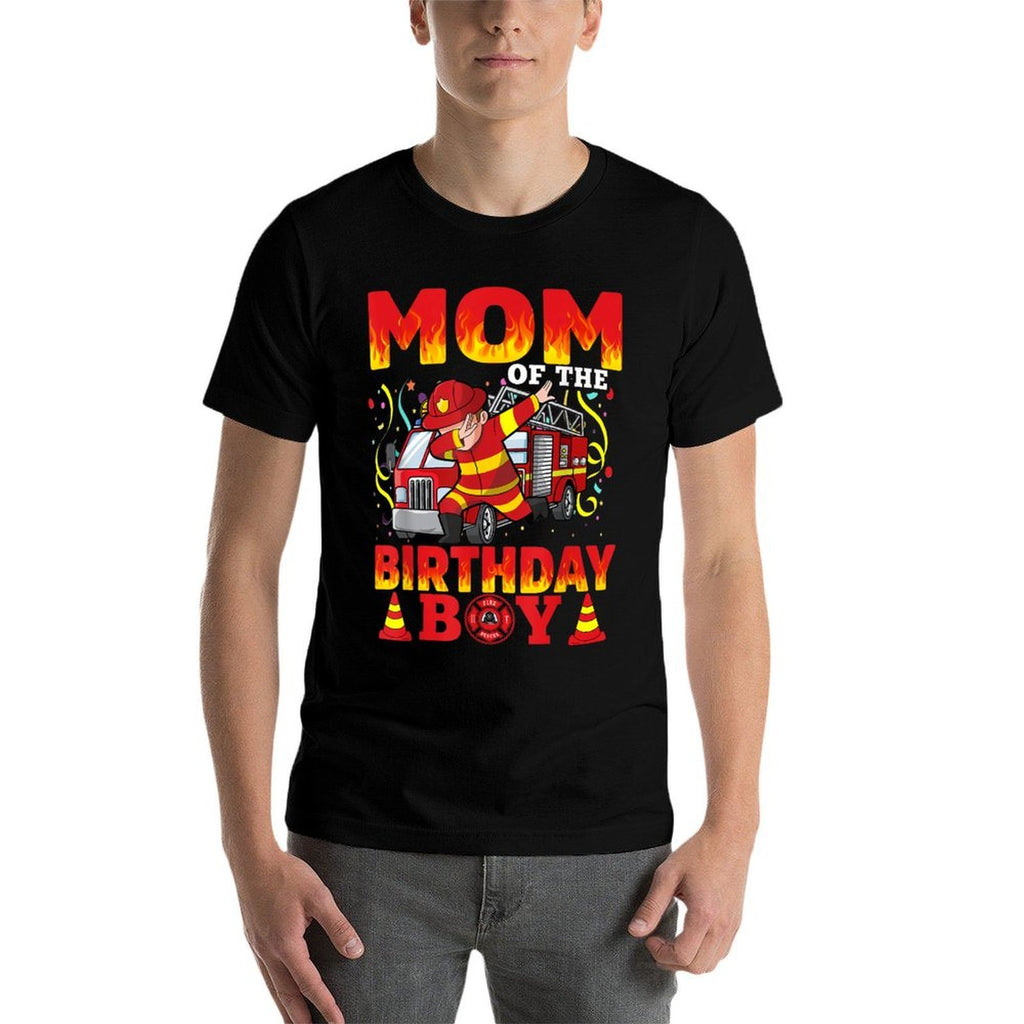 Mom Of The Birthday Boy Fire Truck Firefighter Boys  Soft T-Shirt