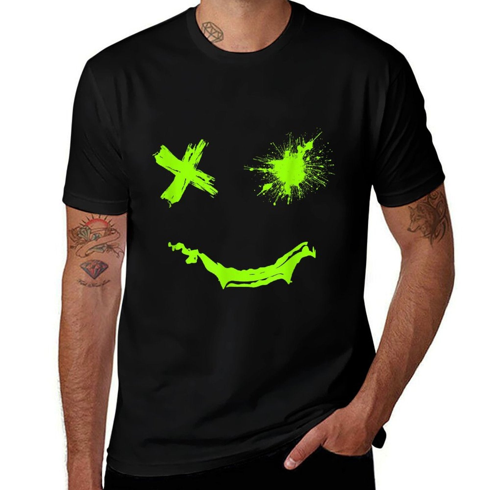Green Grunge Smile Green Color Graphic  Classic T-Shirt