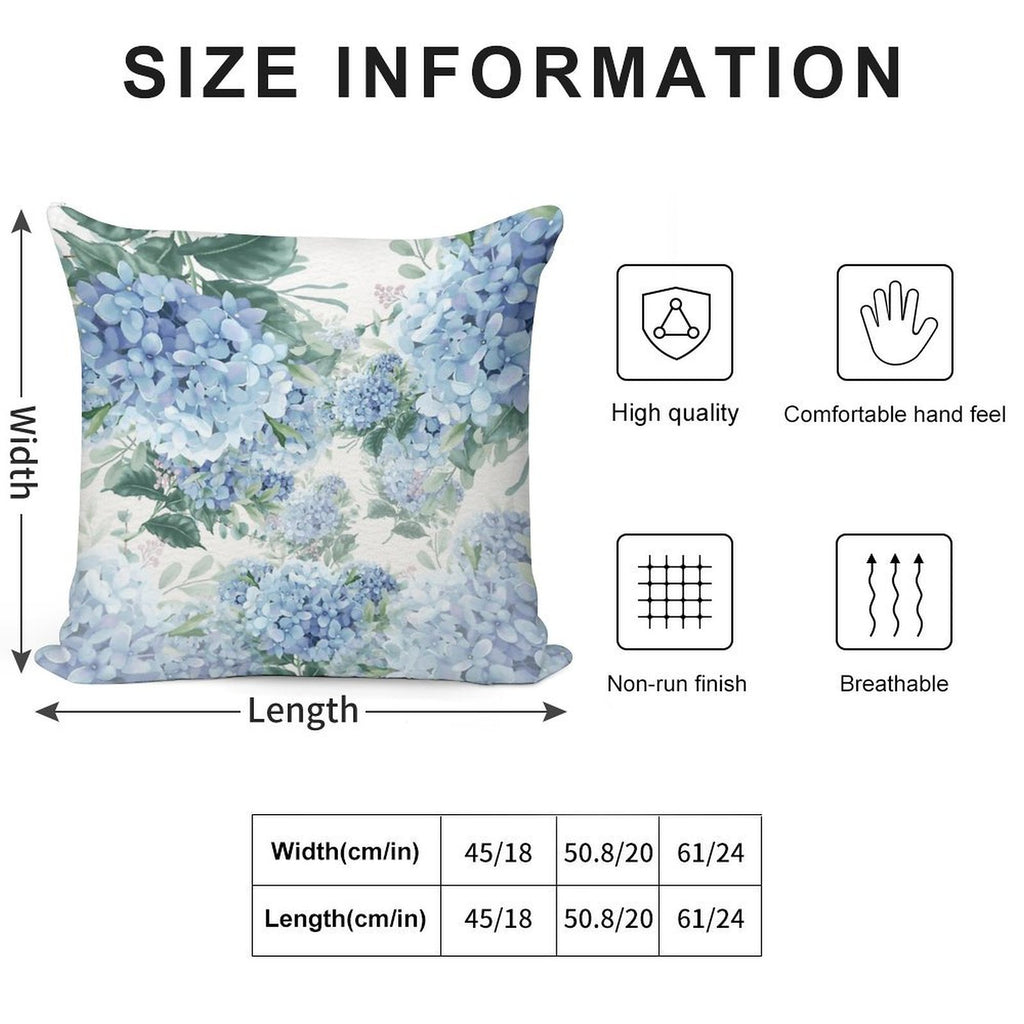 Blue Hydrangeas Soft Style Accent Throw Pillow