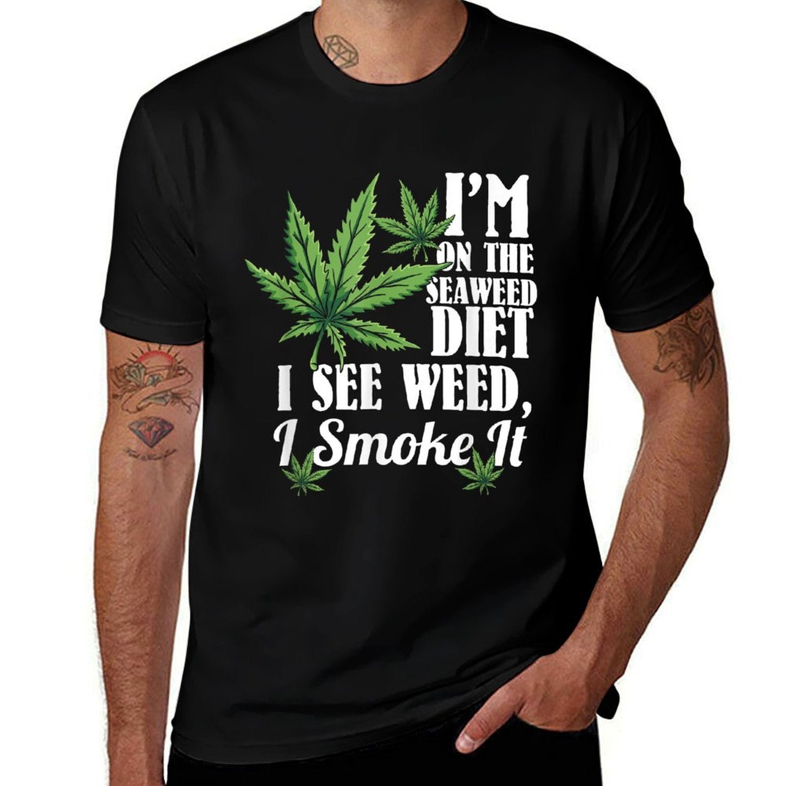 Marijuanas, Funny Weed Stoner, See Weed Smoke It  Eco-friendly Material T-Shirt