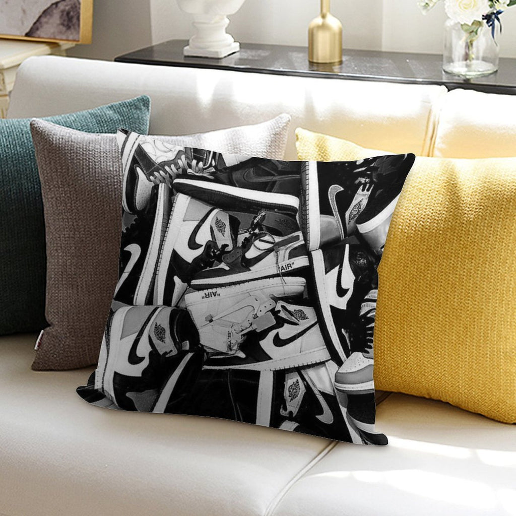 Vintage Nike Retro 1 Sneaker Design - Retro Style Art Print Soft Gift Ready Throw Pillow