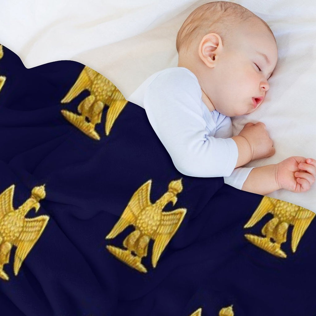 Napoleonic Imperial Eagle Blue Plush Throw Blanket