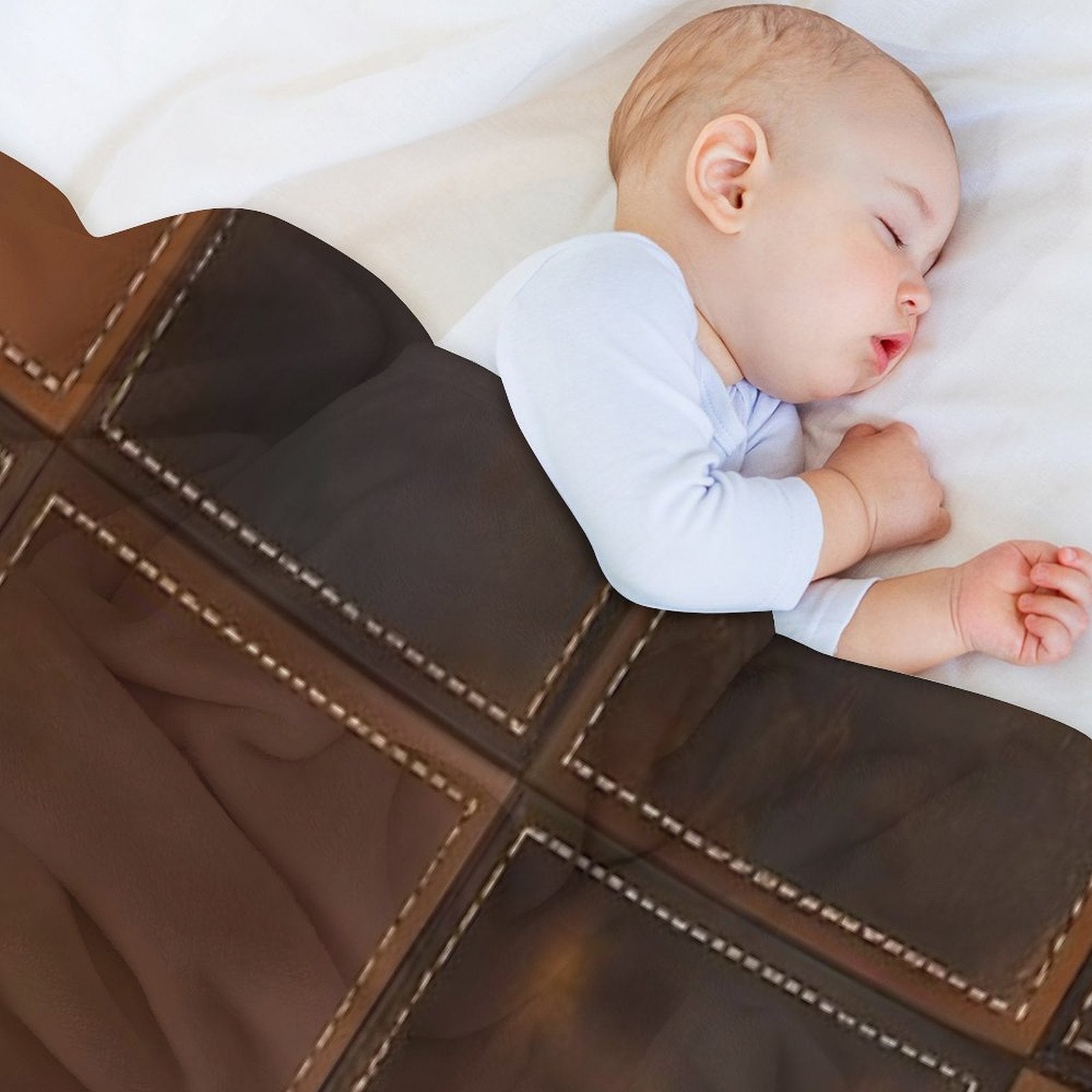 Distressed Leather Patchwork with Stitch Detail Velvety-soft Throw Blanket