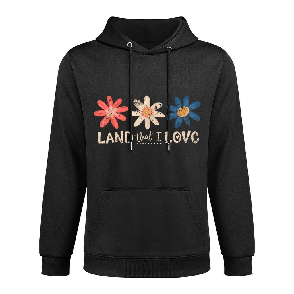 Red White  Blue Daisy Flower 4th Of July Patriotic Women Colorfast Hoodie