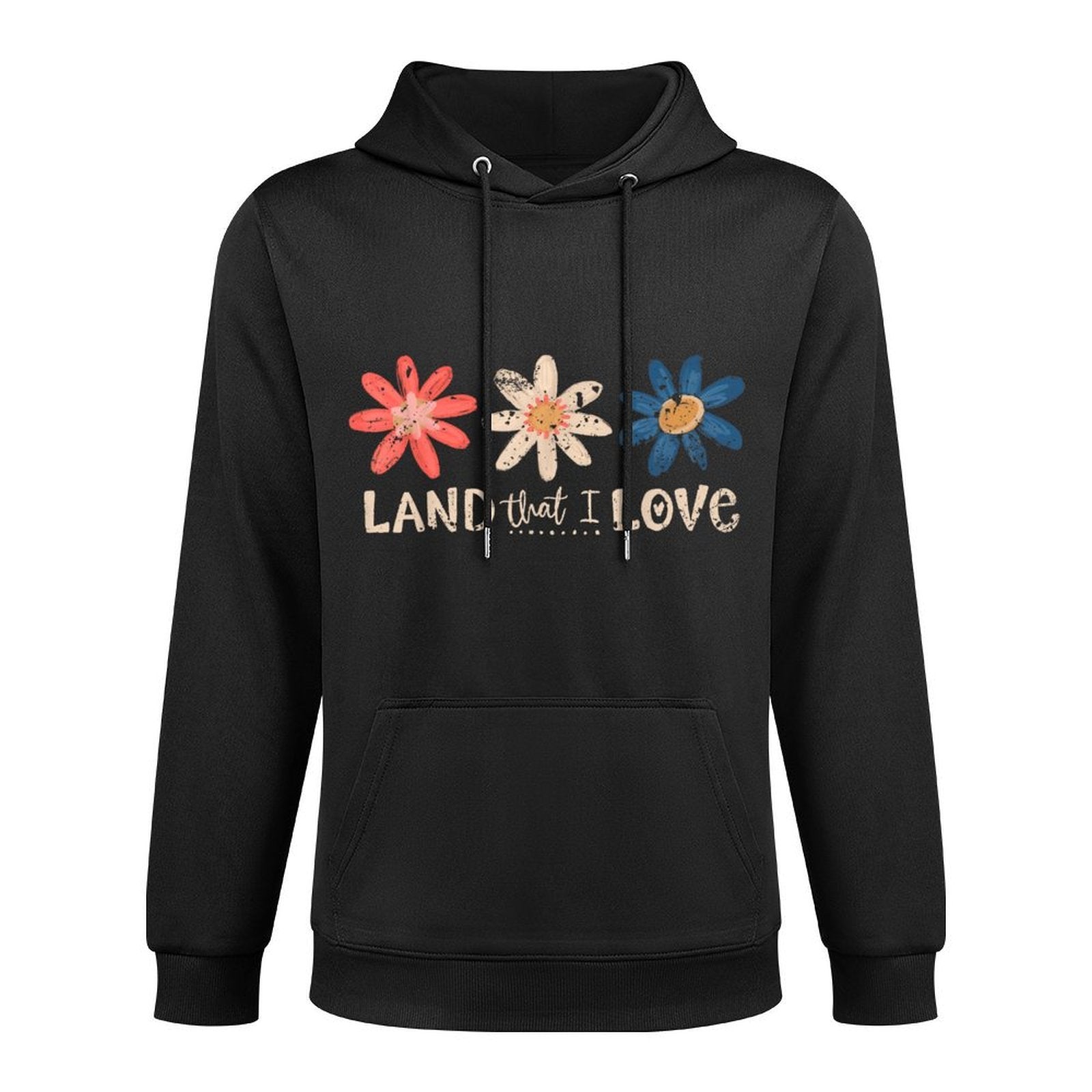 Red White  Blue Daisy Flower 4th Of July Patriotic Women Colorfast Hoodie