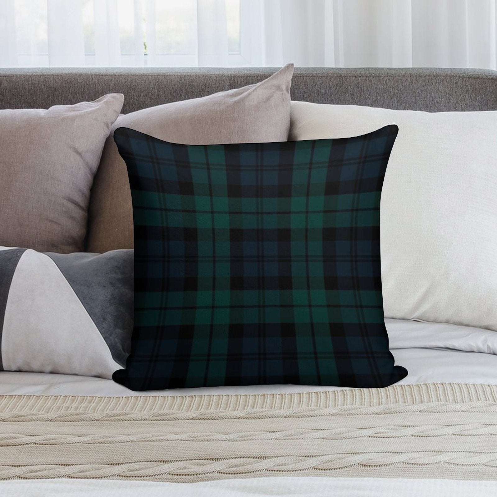 Black Watch Tartan Plaid Pattern Soft Bedroom Essential Throw Pillow