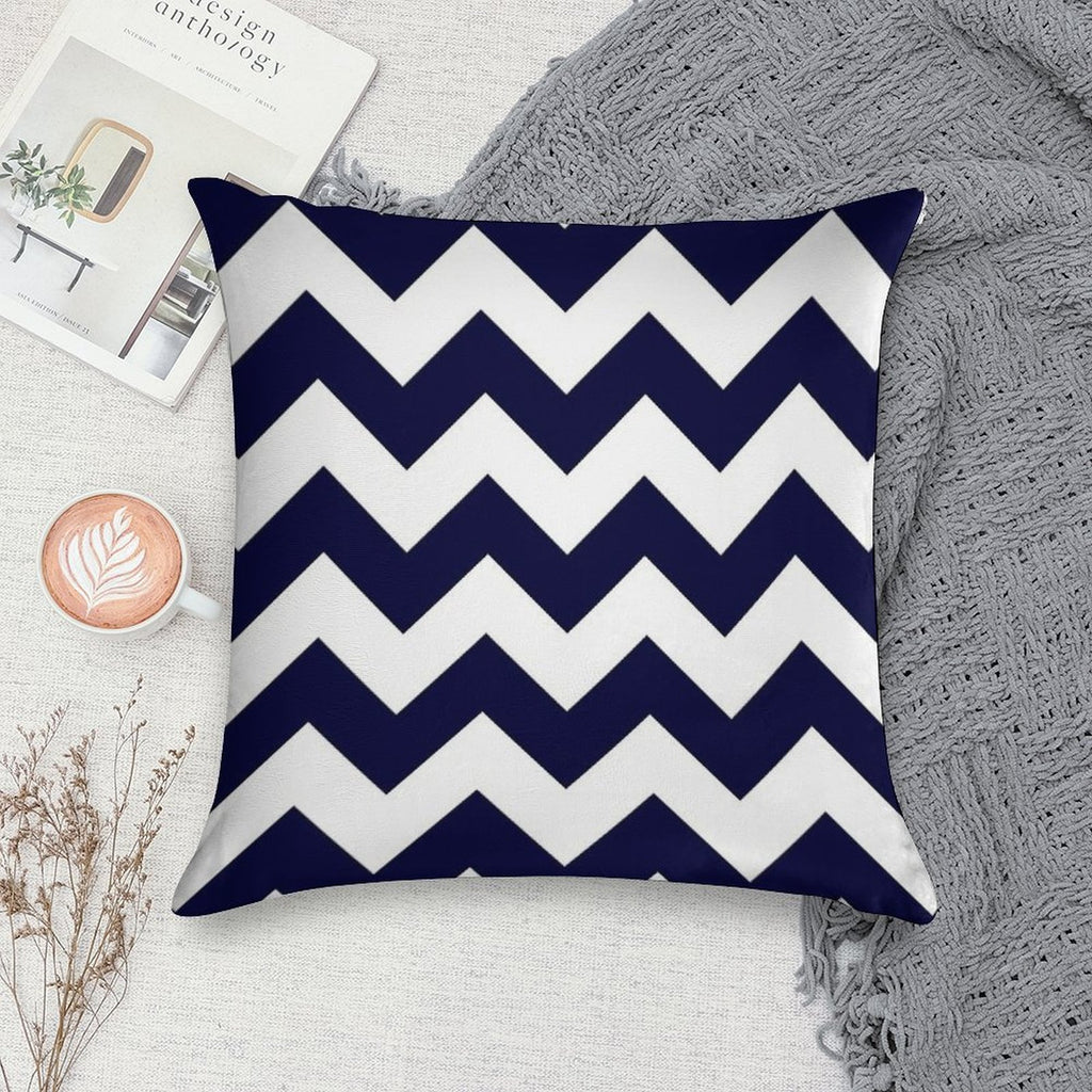 Navy Blue And White Chevron Stripes Soft Home Decor Throw Pillow