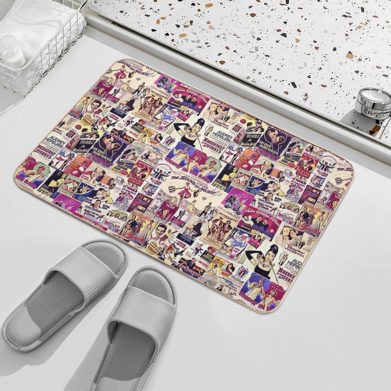 Hollywood Classics Collage  Slip-Resistant Bath Mat