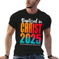 Baptized In Christ 2025 Celebration Faith Design Unisex-Kids Christian Baptism Black Small Modern Crew Neck Cotton 80 Polyester  Affordable Price T-Shirt