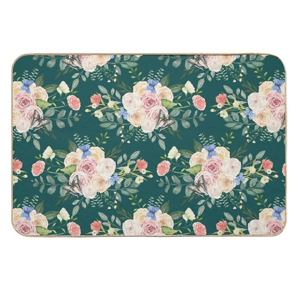 Butterflies,flowers,roses,spring,summer  Easy To Clean Bath Mat