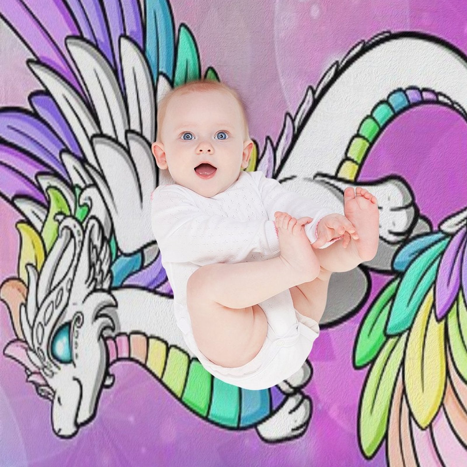 White Rainbow Dragon Eco-conscious Throw Blanket