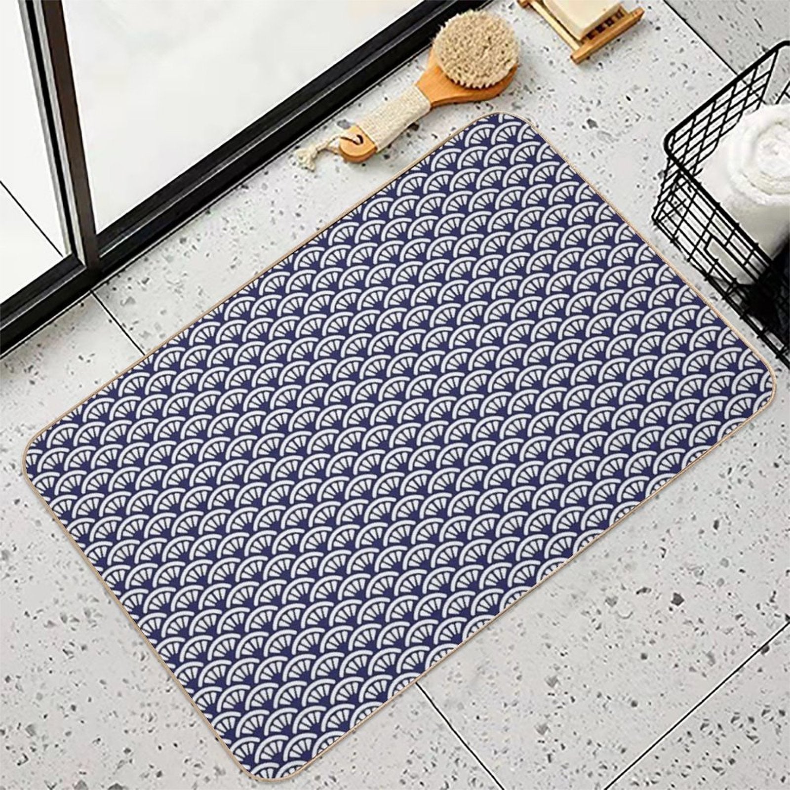 Decorative Seigaiha  Japanese Collection  Fade-Resistant Bath Mat