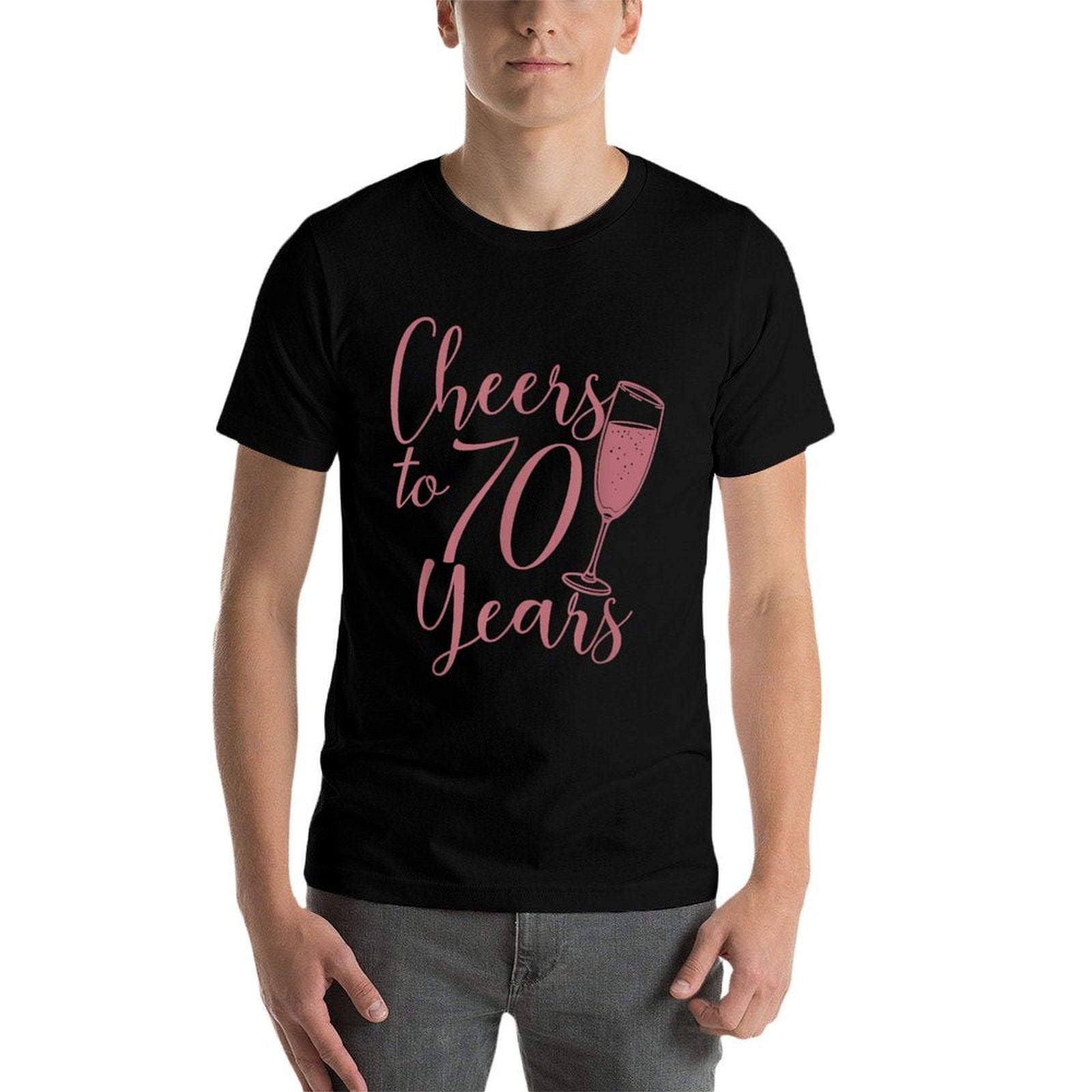 Cheers To 70 Years For Women Her Anniversary 70th Birthday  Ribbed Collar T-Shirt