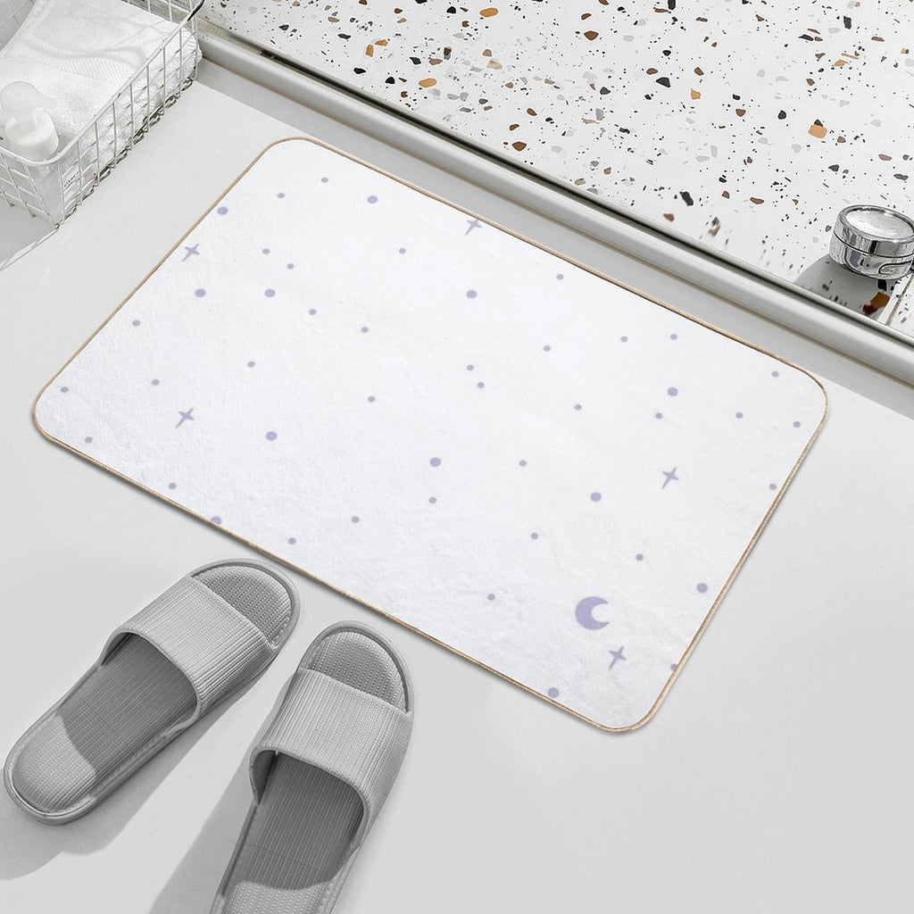 Lilac Stars on White  Non-Slip Bath Mat