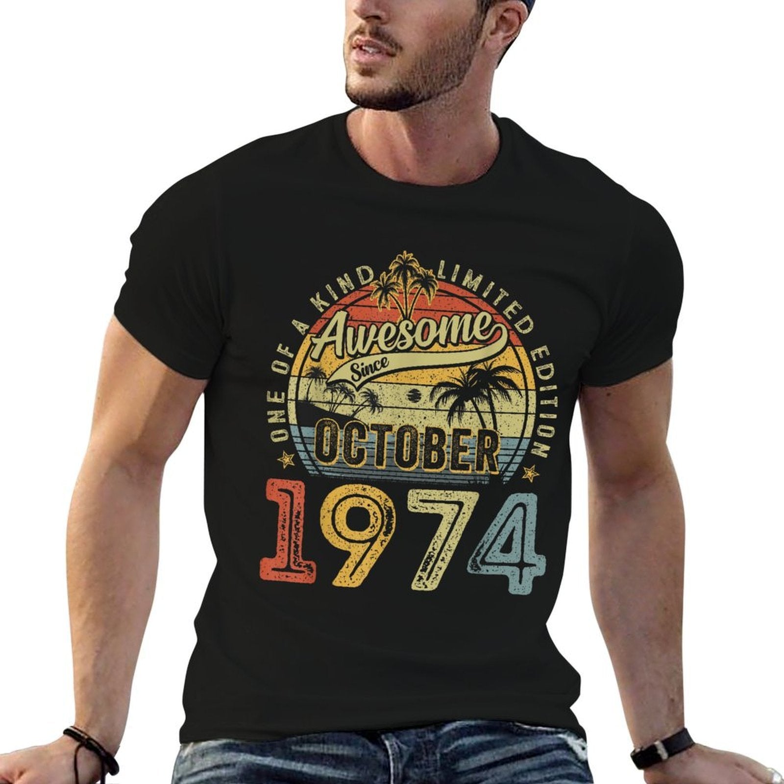 Awesome Since October 1974 Vintage Men Women 50th Birthday  Quick-drying T-Shirt