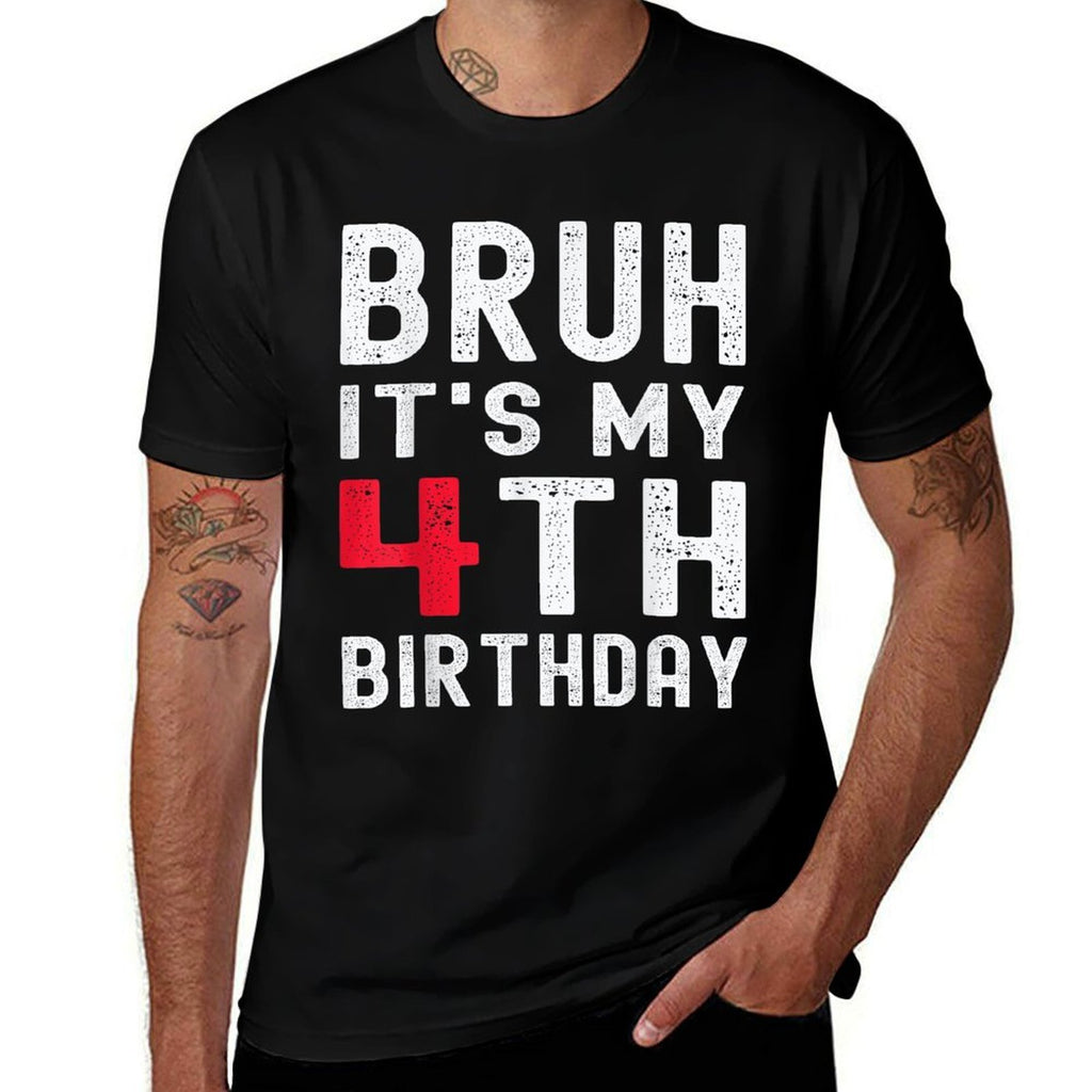 Bruh It's My 4th Birthday 4 Year Old Birthday Retro  Wrinkle-resistant T-Shirt