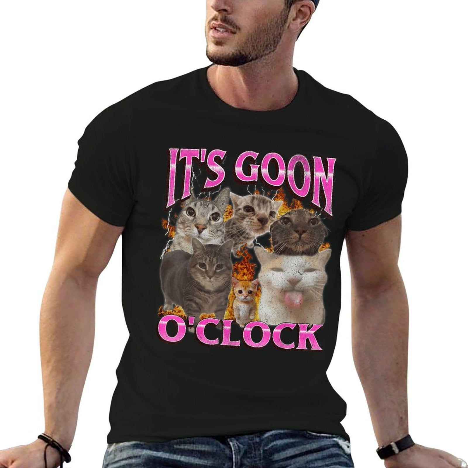 Gooning Oclock Funny Cat Meme Bootleg Graphic for Men Women  Tagless Design T-Shirt
