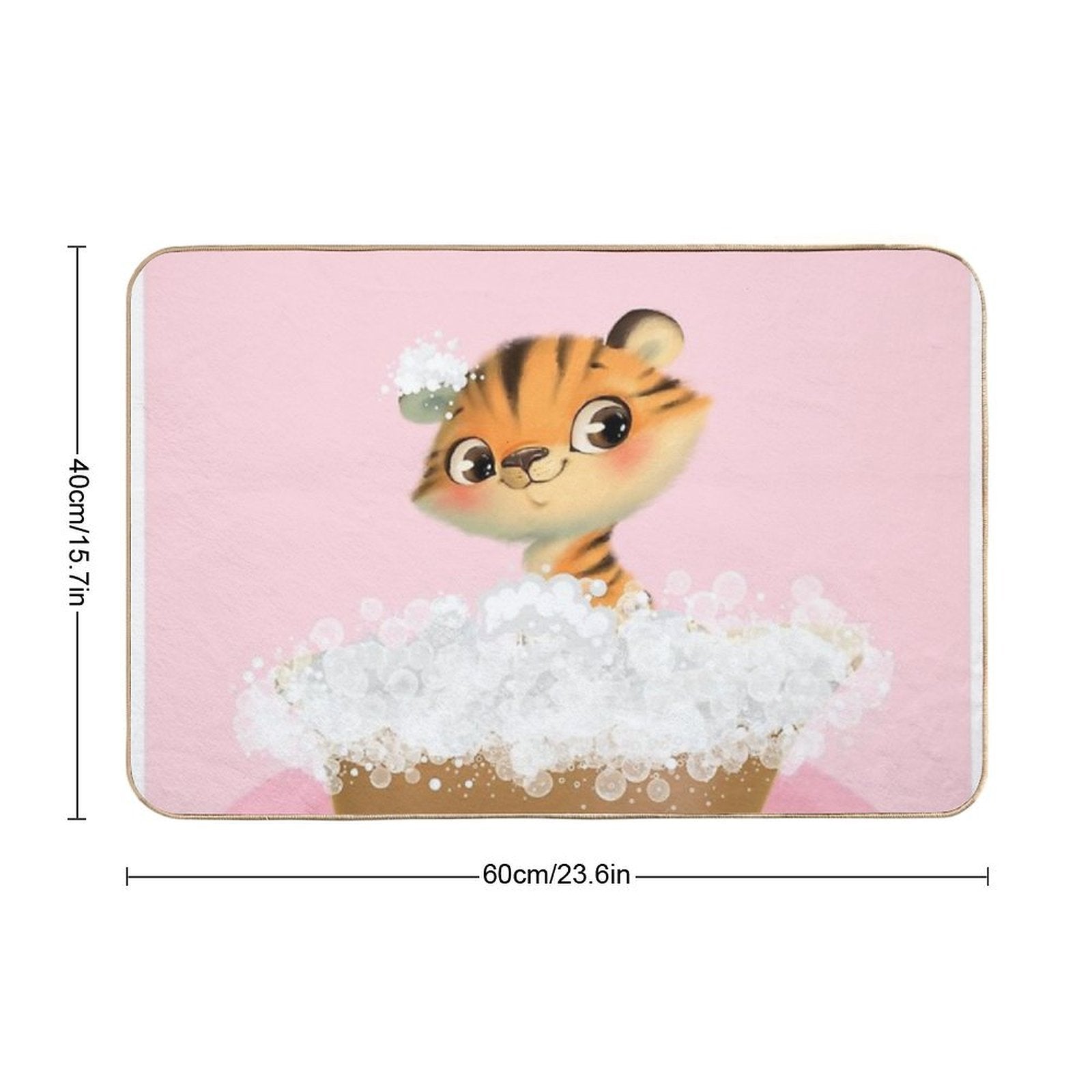 Cute Baby Tiger in A Bathtub, Girls Bathroom Print, Baby Animals in Tub, Whimsy Animal, Kids Bathroom Art  Dirt-Trapping Bath Mat