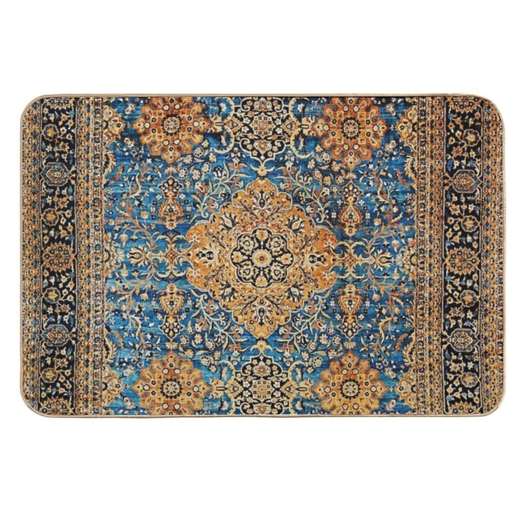 Antique Blue Persian Kirman Rug Print  Slip-Resistant Bath Mat