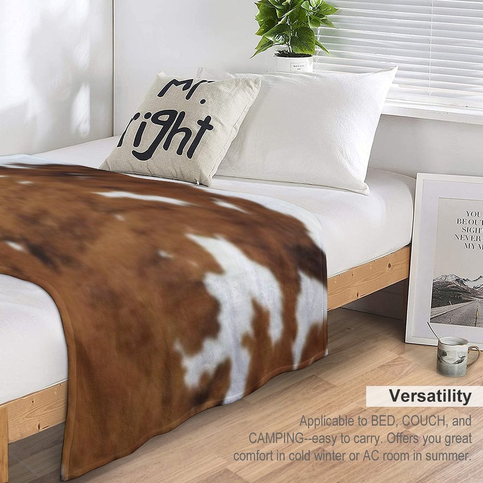 Brindle Cow Hide Comfort Throw Blanket