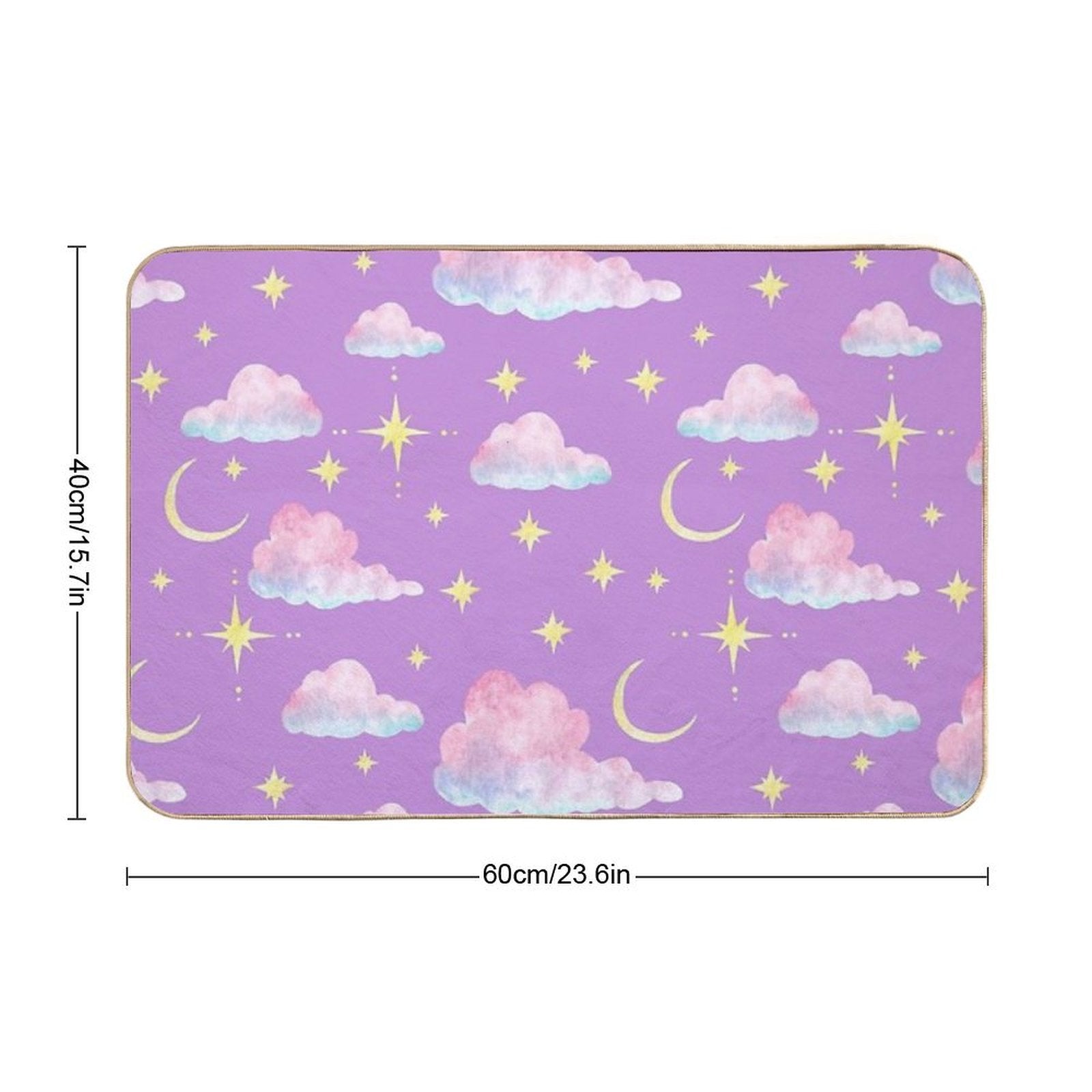 Purple Evening Sky with Moon, Stars And Clouds  Easy Maintenance Bath Mat