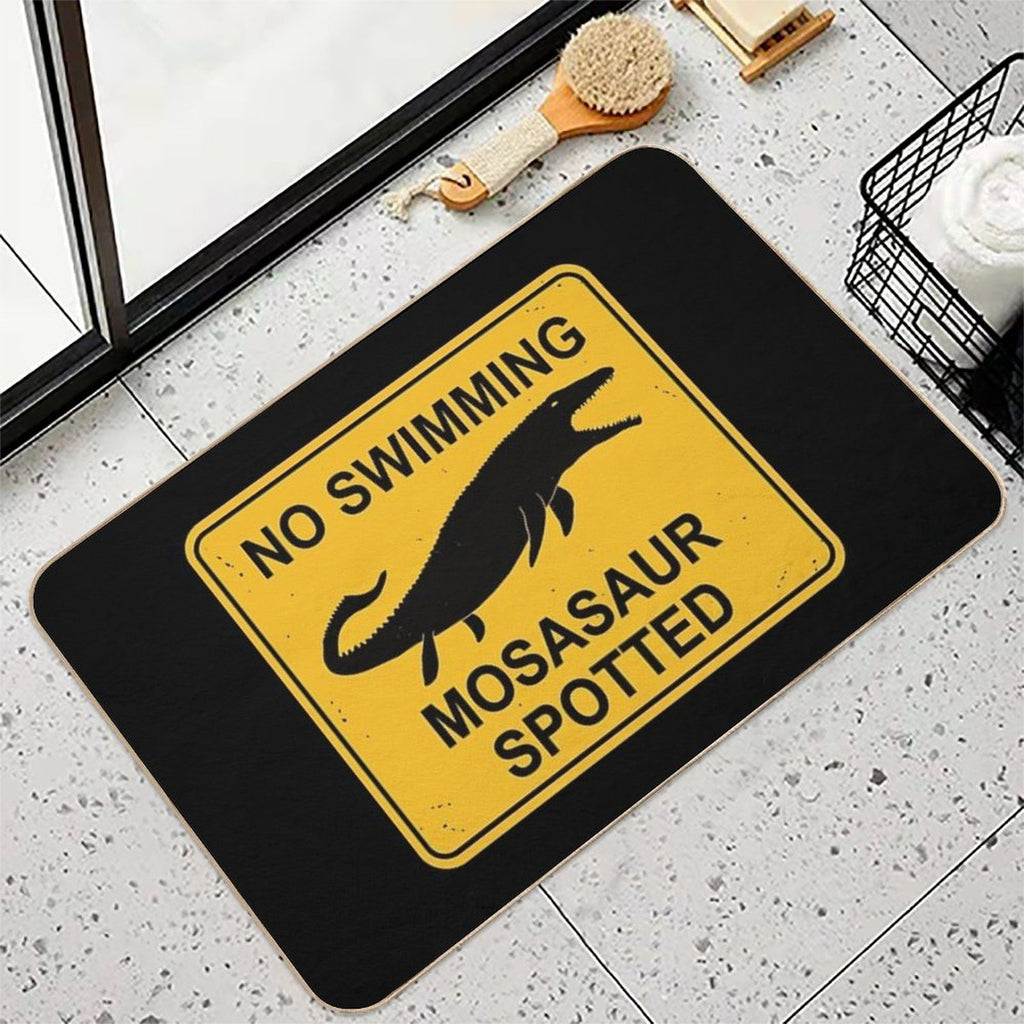 Mosasaur - No Swimming!  Stain-Proof Bath Mat
