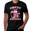 Howdy Its My Birthday Cowgirl Western Rodeo Girls Women  Ribbed Collar T-Shirt