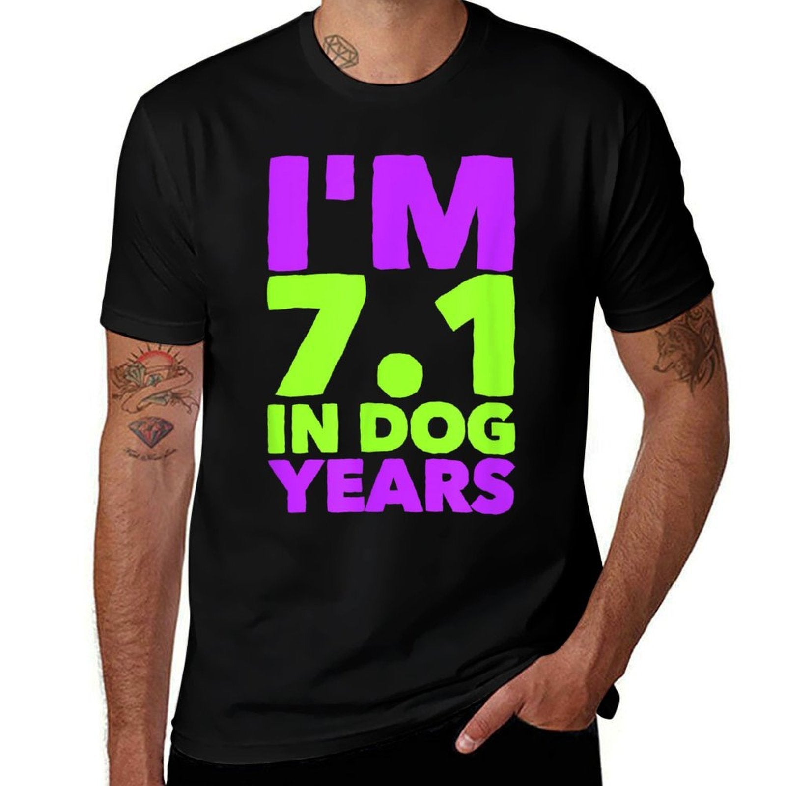 7.1 in Dog Years. Funny 50th Birthday Shirt  Heathered Texture T-Shirt