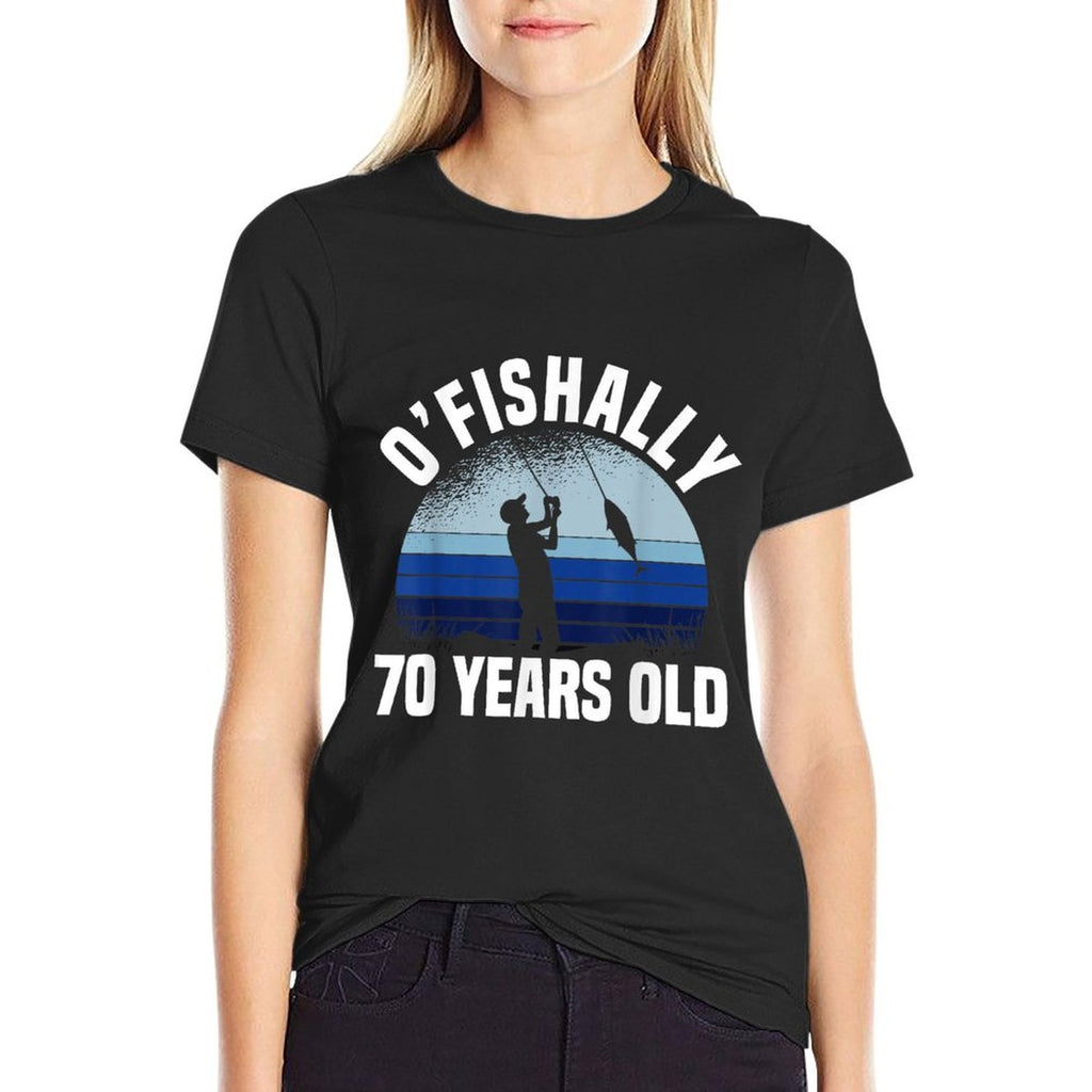 Ofishally 70 Years Old Fisherman 70th Birthday Fishing  Heathered Texture T-Shirt