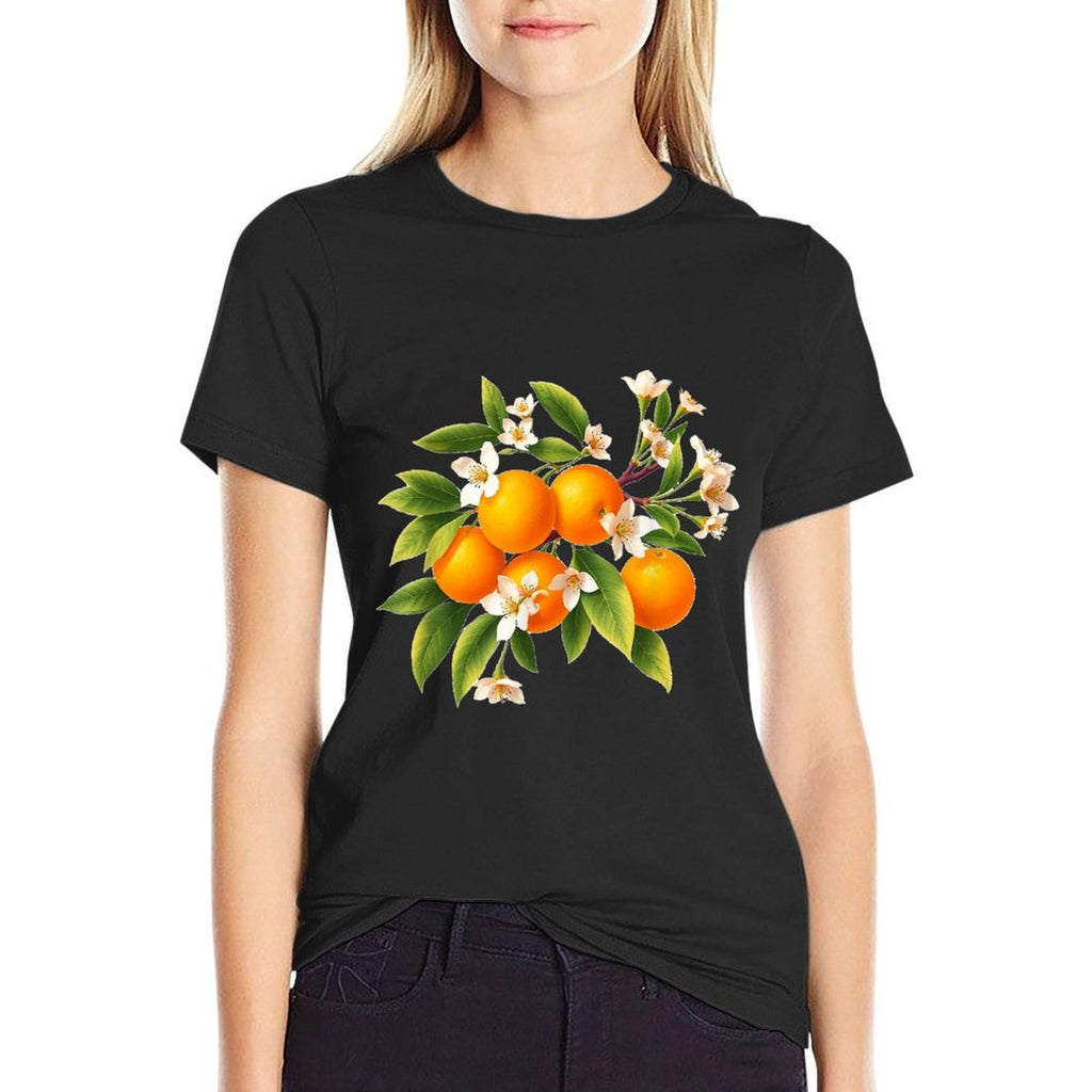 Elegant Orange Blossom Branch - Botanical Fruit Illustration  Tagless Design T-Shirt
