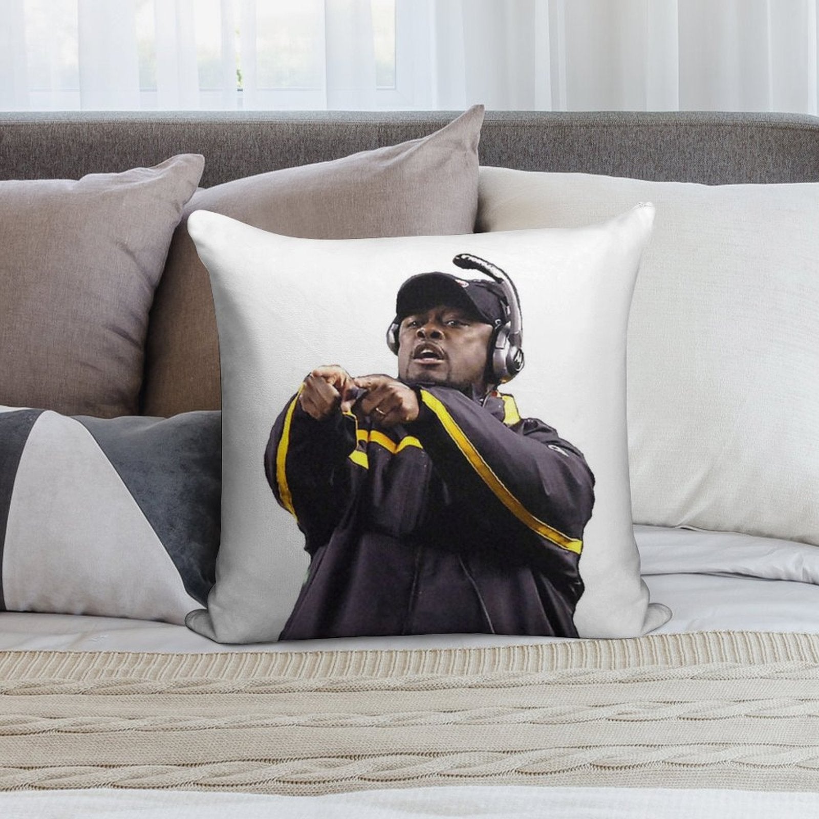 Mike Tomlin Soft Washable Throw Pillow