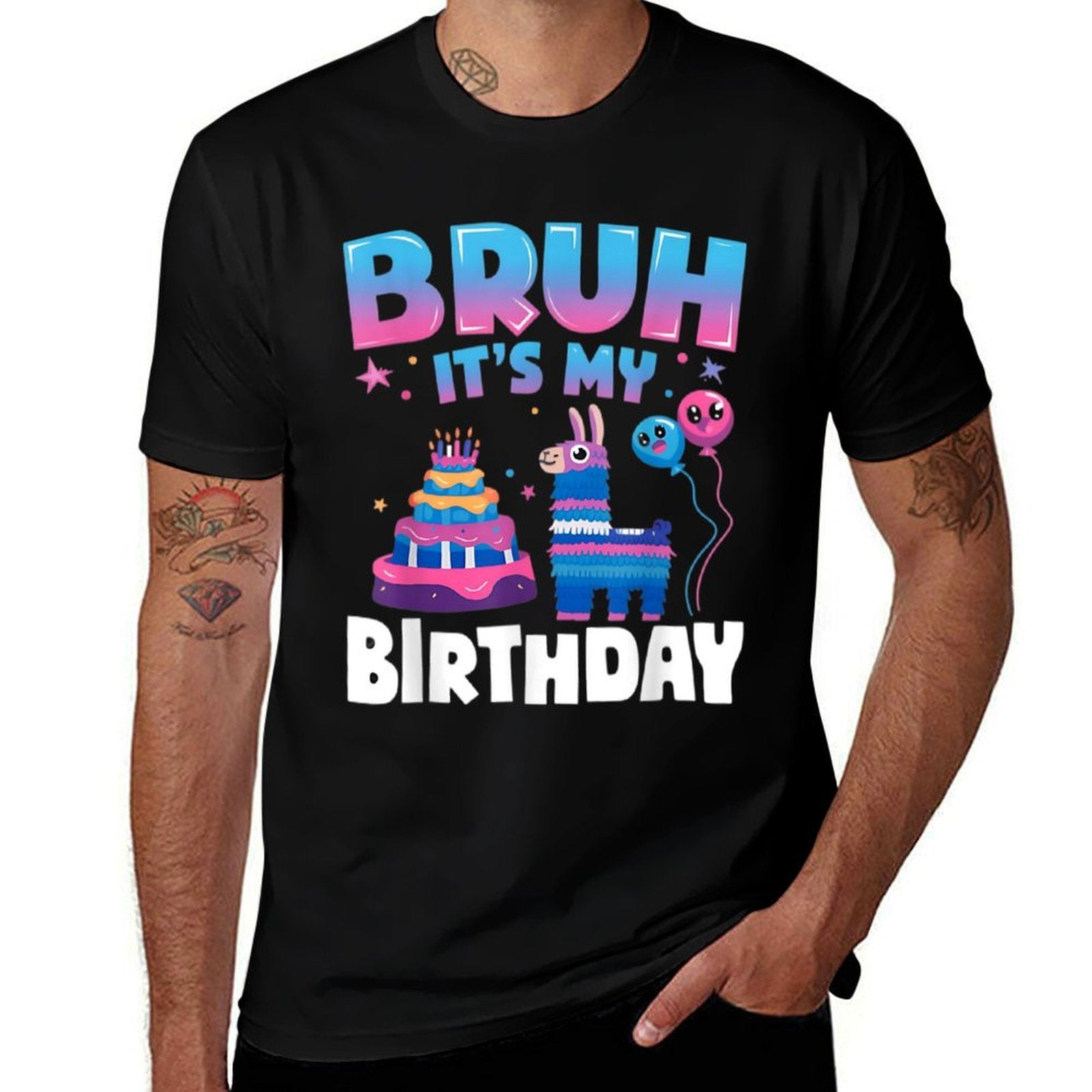 Bruh It's My Birthday Llama Pinata Kids Party  Slim-fit Cut T-Shirt