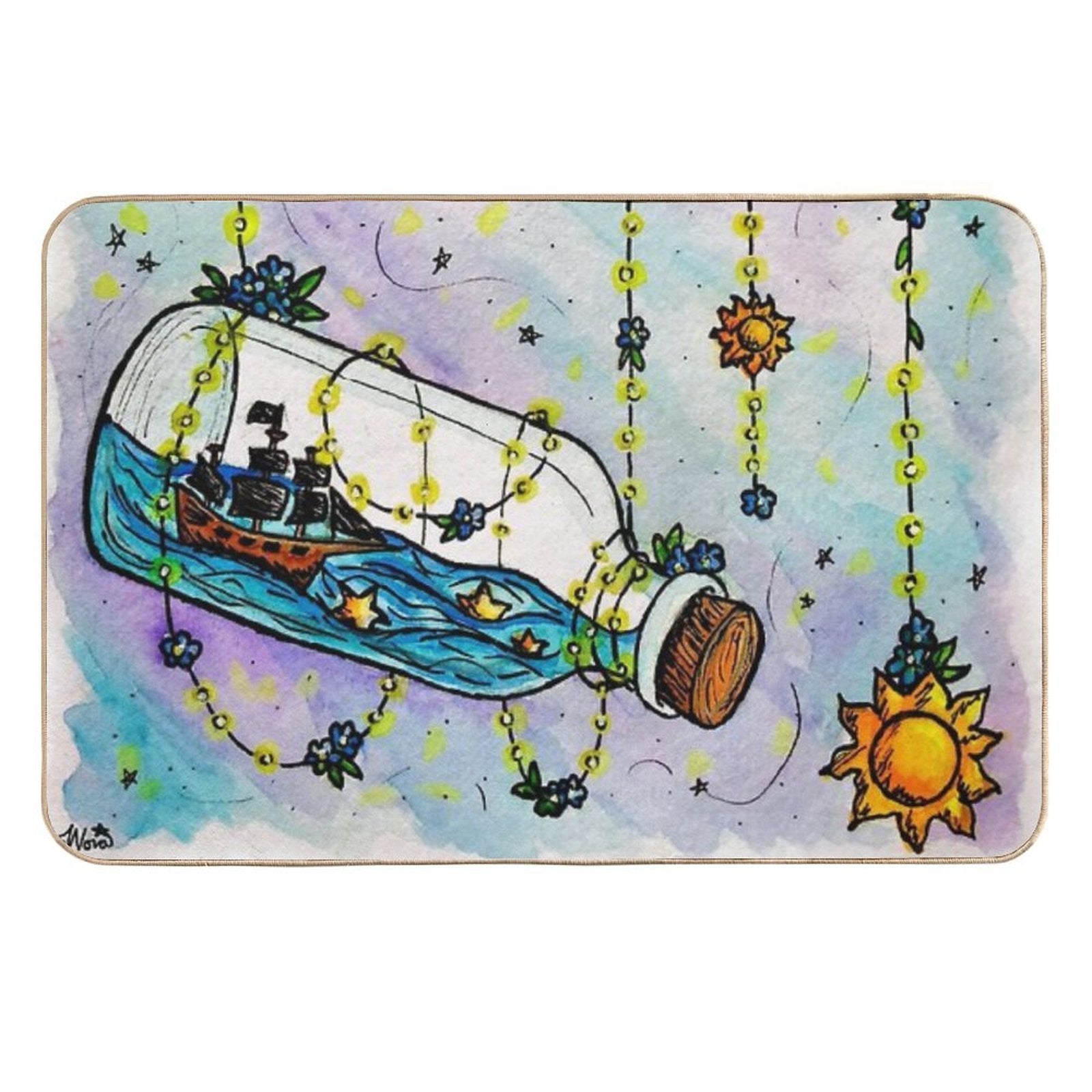 Not Yet    Suns & Pirate Ships    Inspired by The Amazing Devil  Repositionable Bath Mat