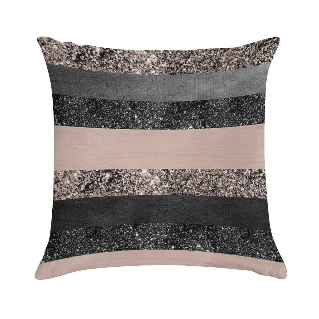 Blush Glam Stripes #2 (Photo of Glitter Only - Not Reflective) Soft Home Decor Throw Pillow
