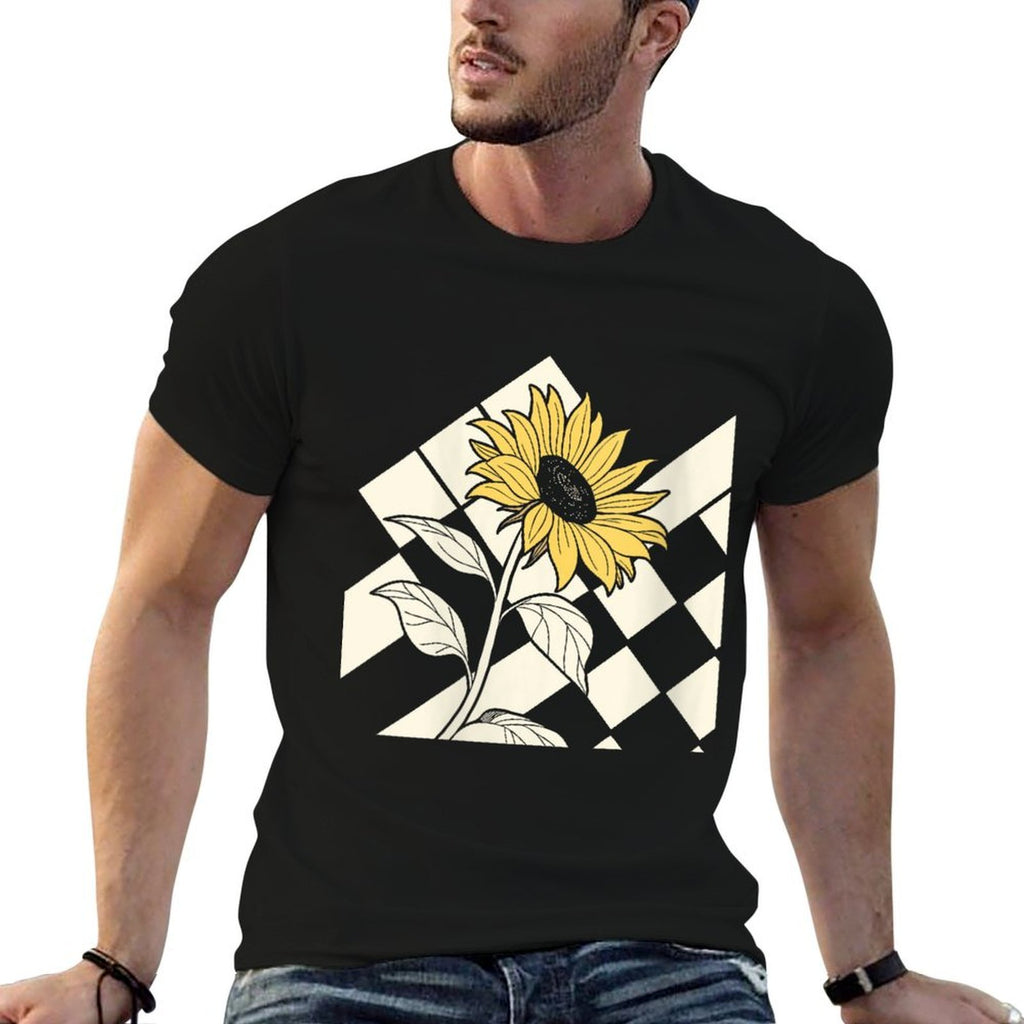 Womens Sunflower on Checkerboard Pattern  Breathable T-Shirt