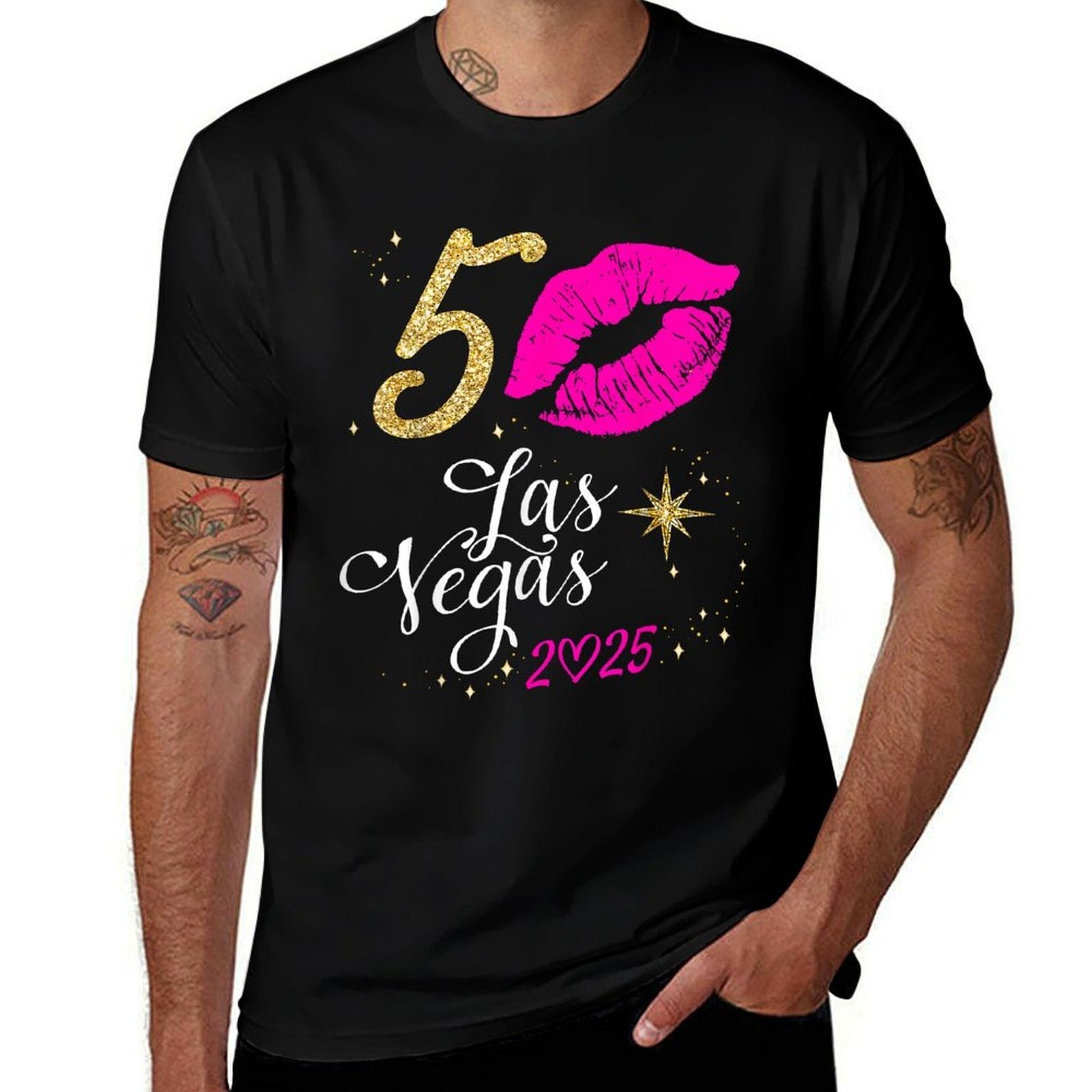 Las Vegas Girls Trips 2025 It's My 50th Birthday Squad  Rolled Sleeves T-Shirt