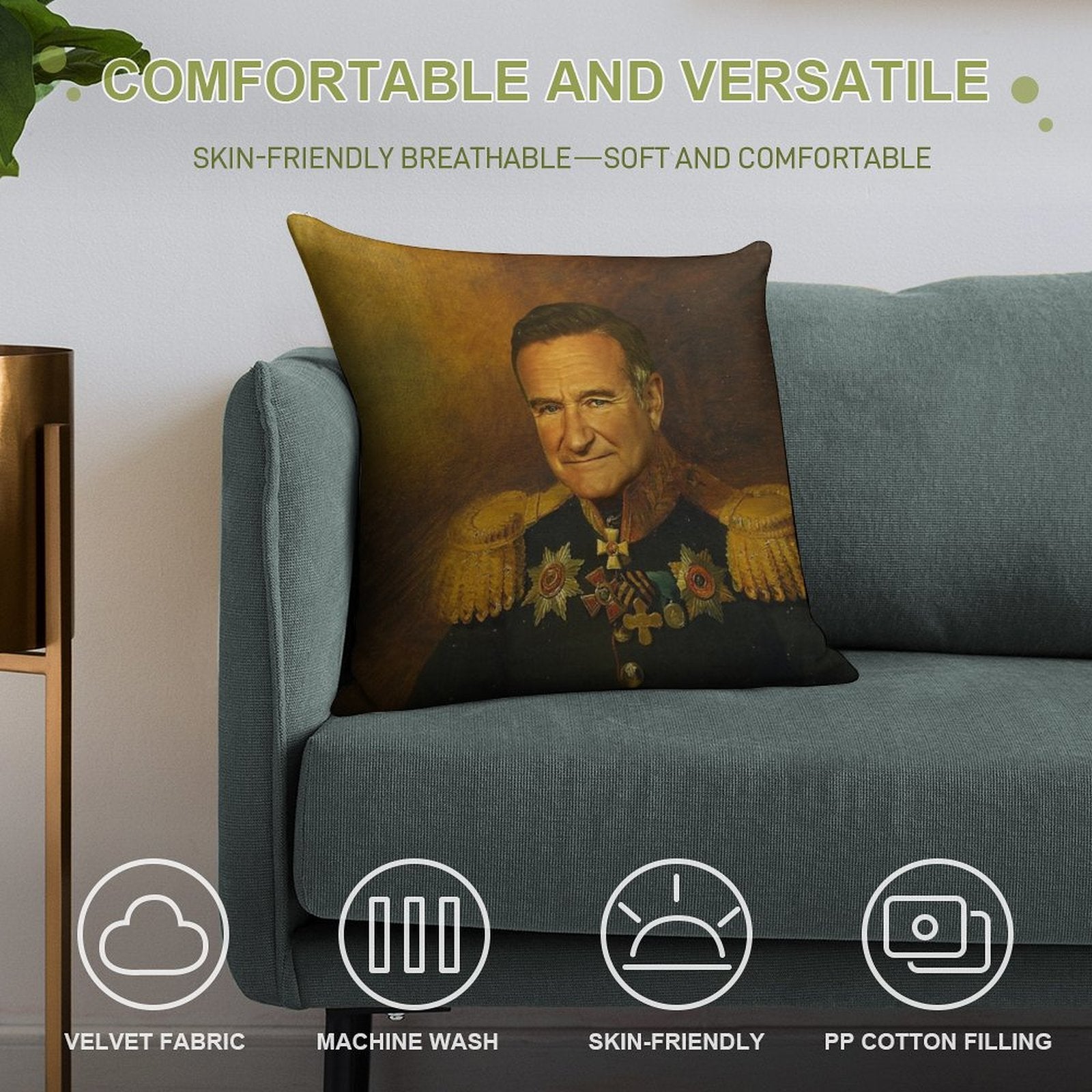 Robin Williams - Replaceface Soft Warmth Comfort Throw Pillow