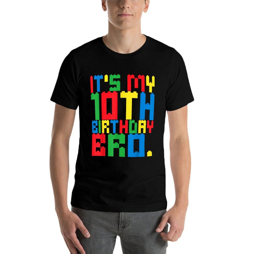 It's My 10th Birthday Bro Block Building 10 Years Old Boys  Breathable T-Shirt