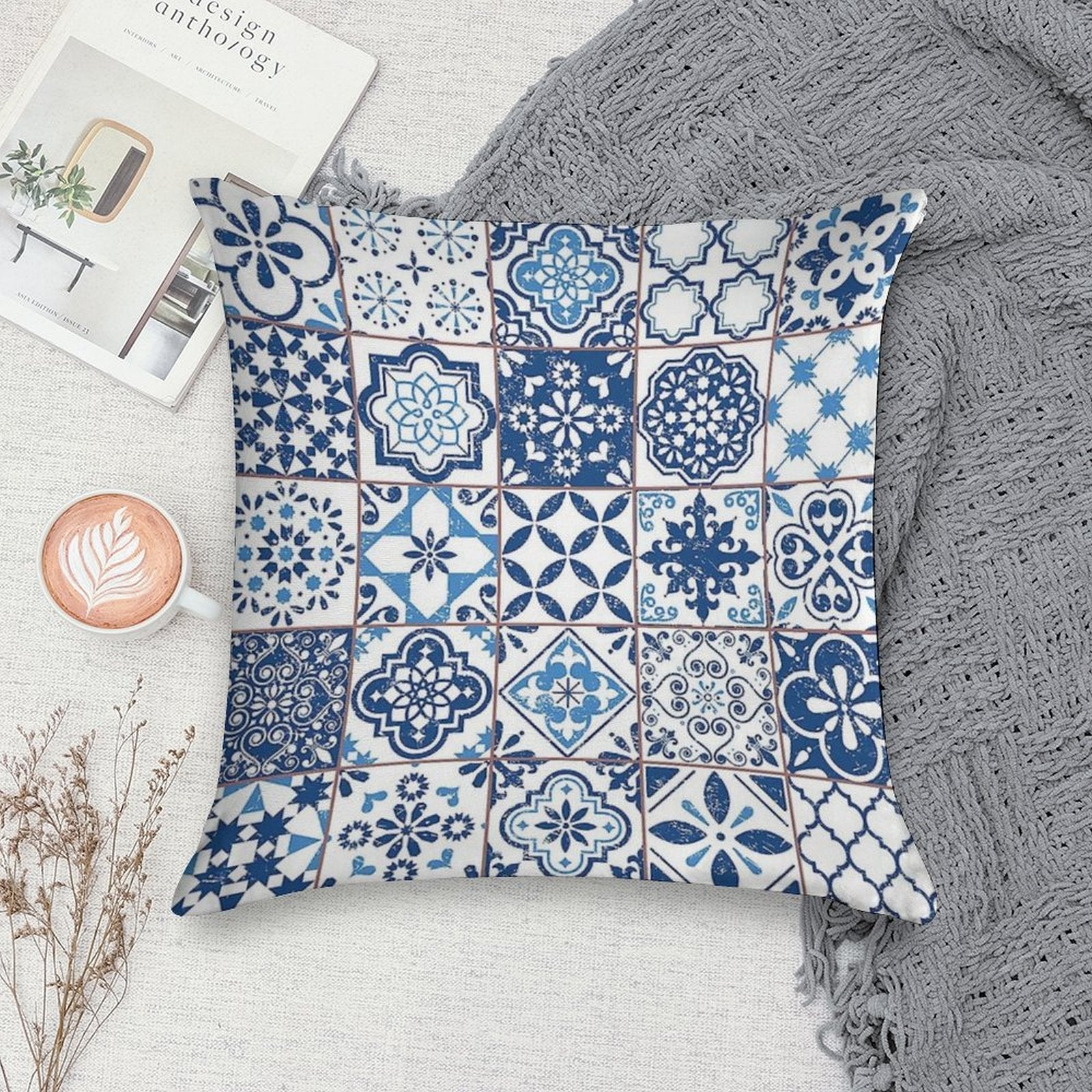 Portuguese Azulejos Soft Style Accent Throw Pillow