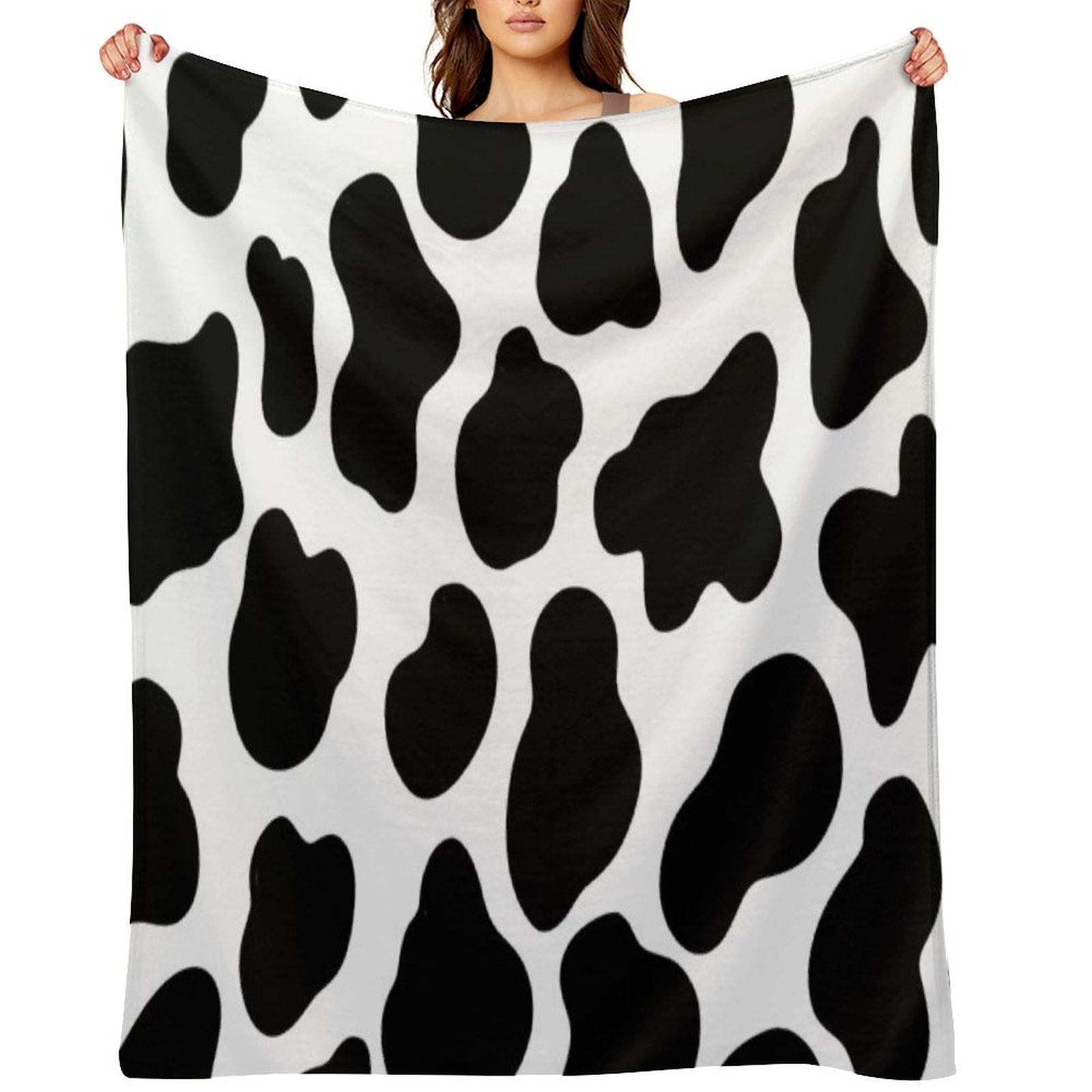 Cow Print Plush Throw Blanket