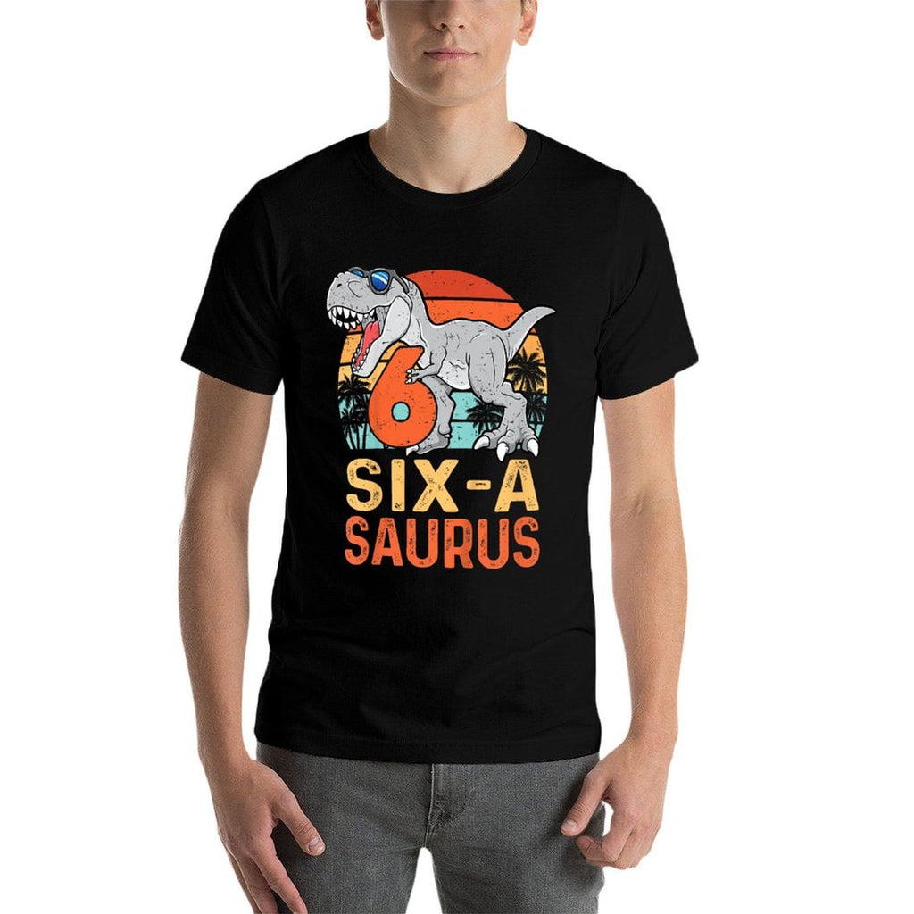Kids Six A Saurus Rex 6th Birthday Dinosaur 6 Year Old Boys  Vintage-inspired T-Shirt