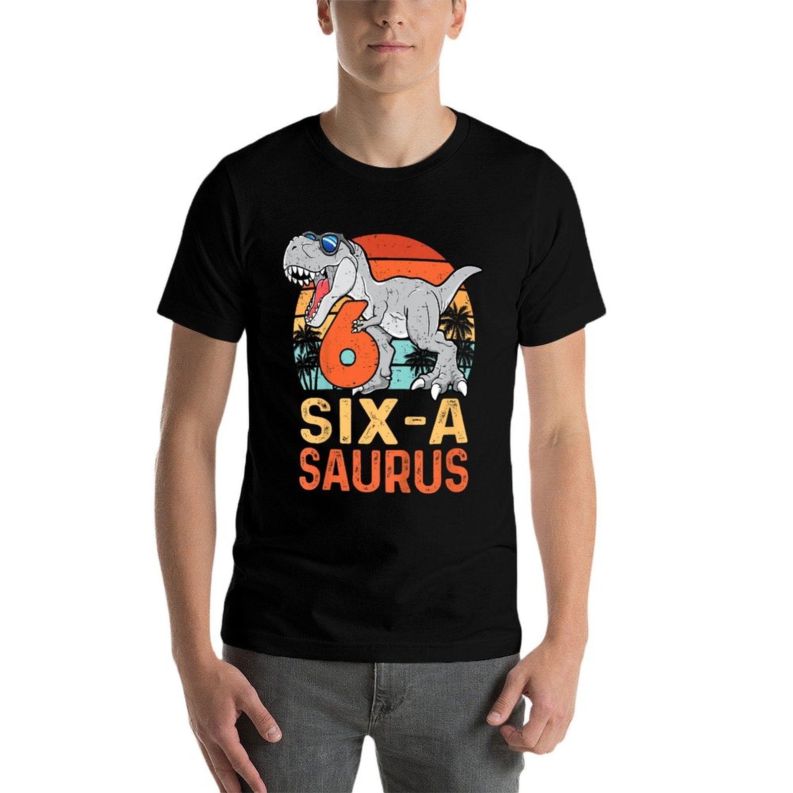 Kids Six A Saurus Rex 6th Birthday Dinosaur 6 Year Old Boys  Vintage-inspired T-Shirt