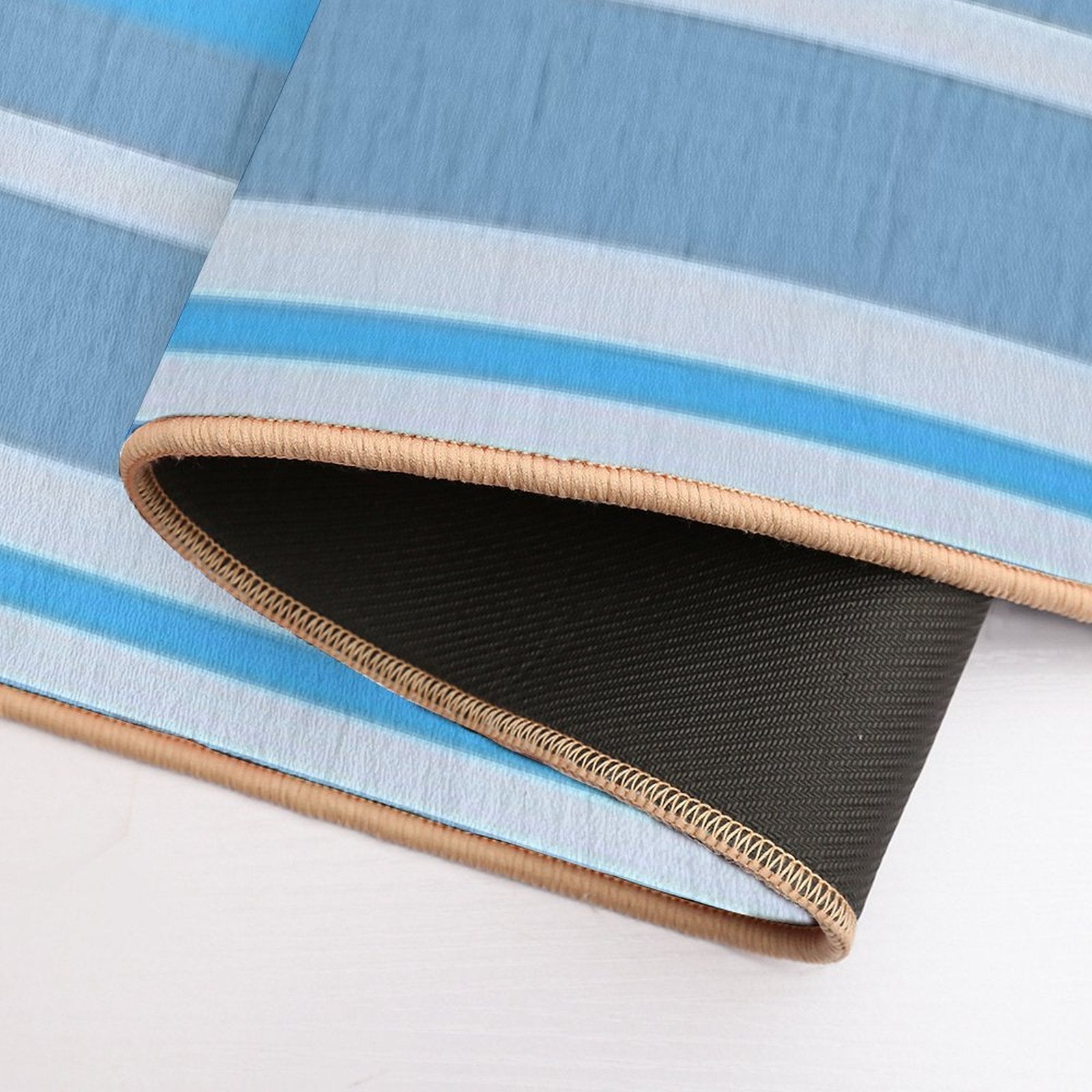 Trendy Blue Stripe Pattern  High-Traffic Bath Mat