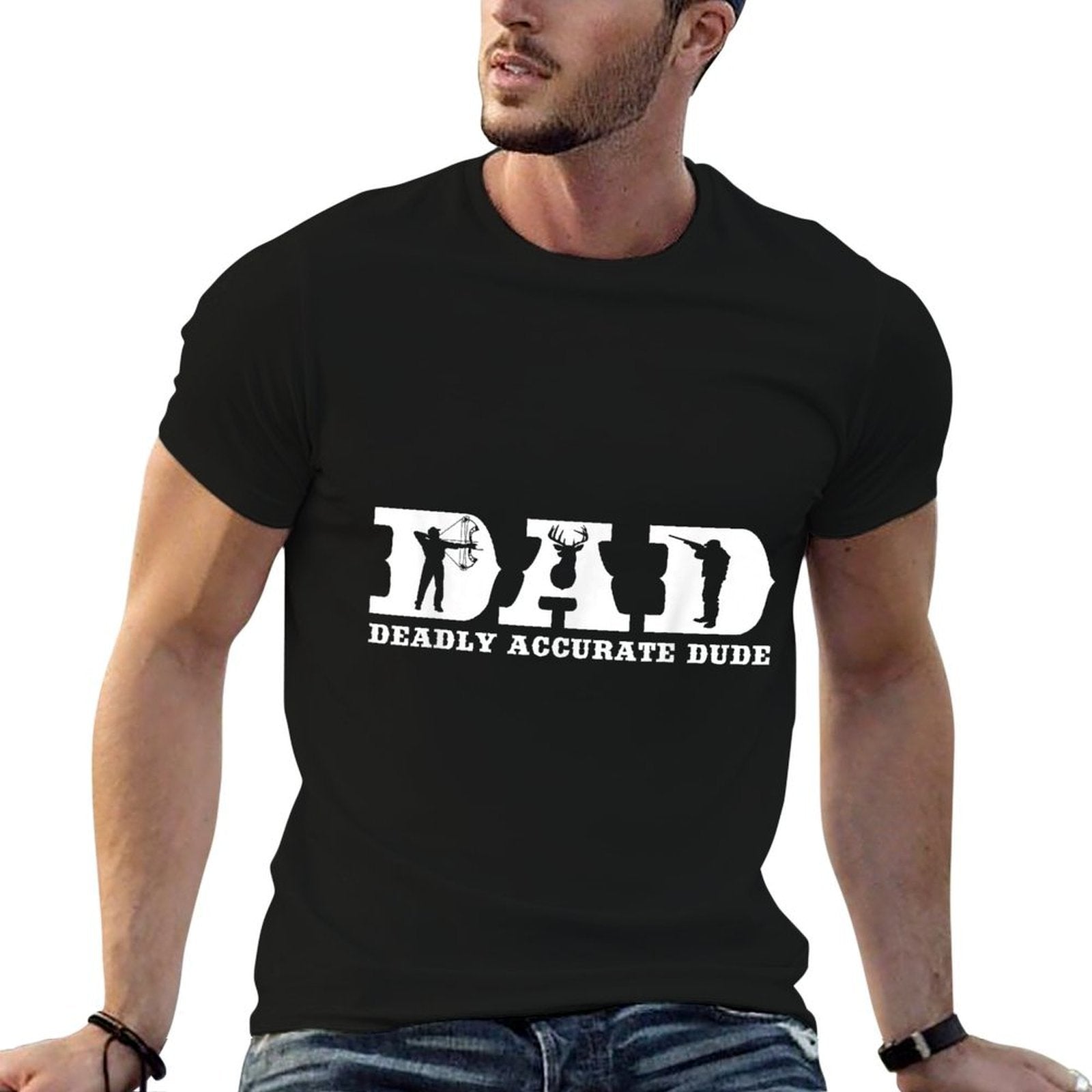 Funny Deer Hunting DAD Deadly Accurate Dude Cool Fathers Day  Polyester Blend T-Shirt
