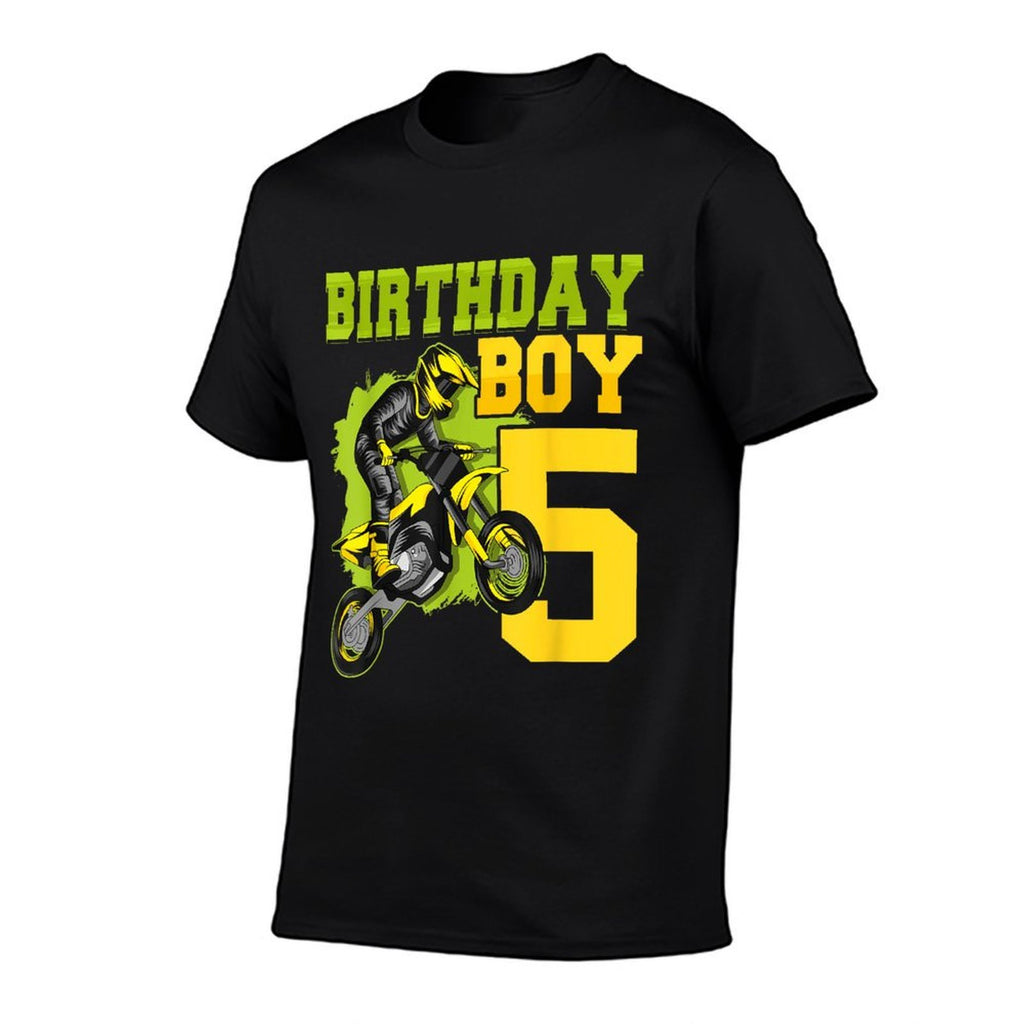 Motocross MX 5th Gift 5 Year Old Dirt Bike Birthday Party  Fade-proof Color T-Shirt