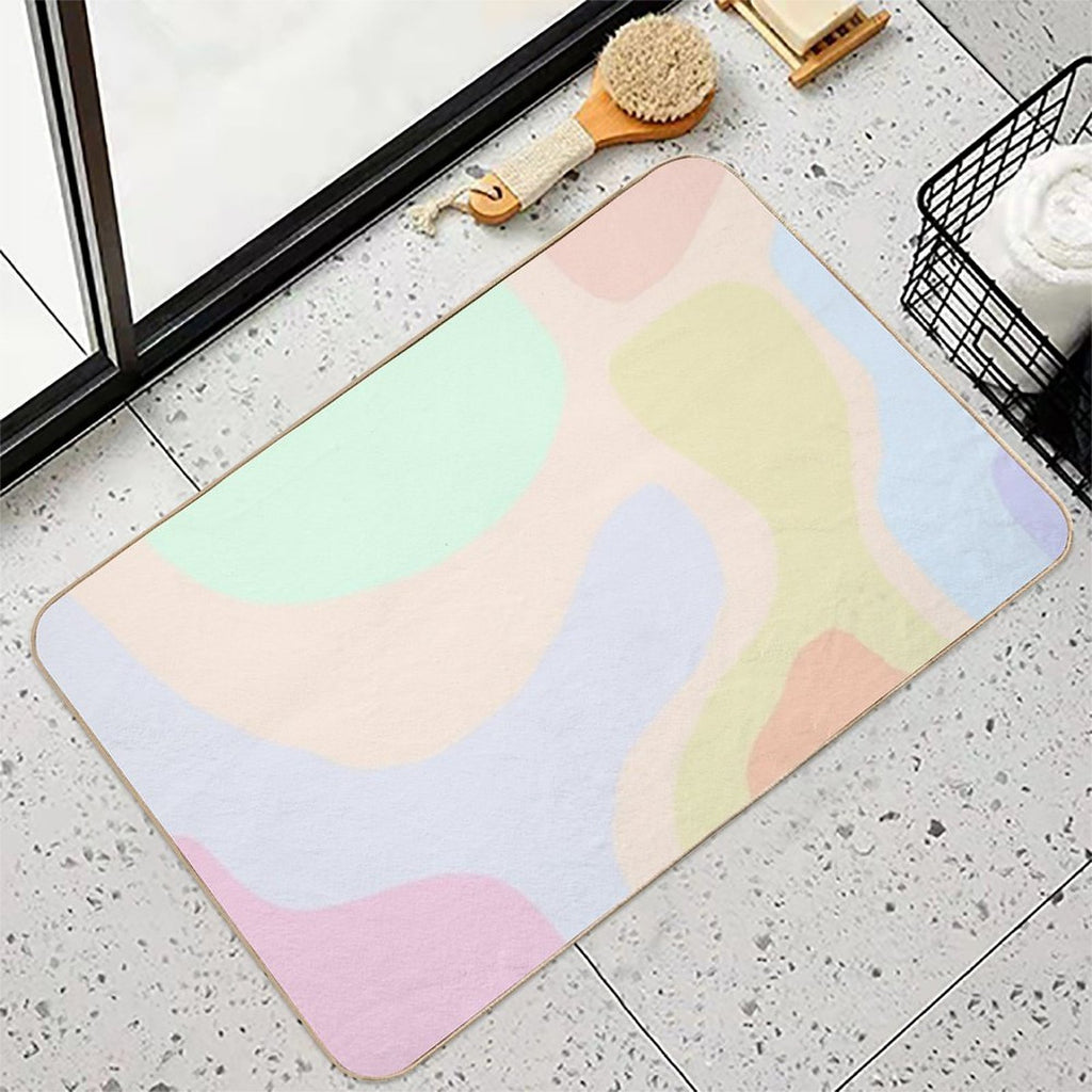 Minimalist Abstract Pastels Geometric Rounded Fun Shapes Tapestry  Fade-Resistant Bath Mat
