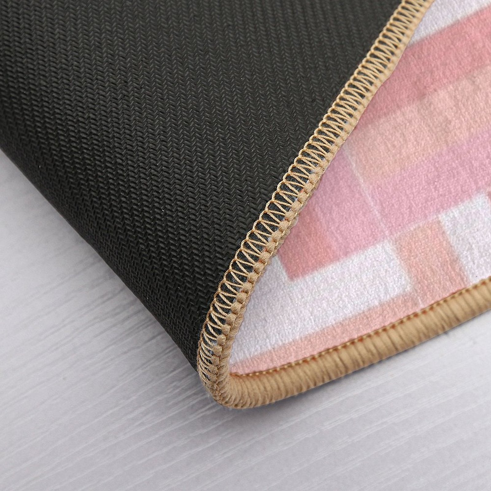 Pink Vibes Basketweave Pattern  Long-Lasting Bath Mat