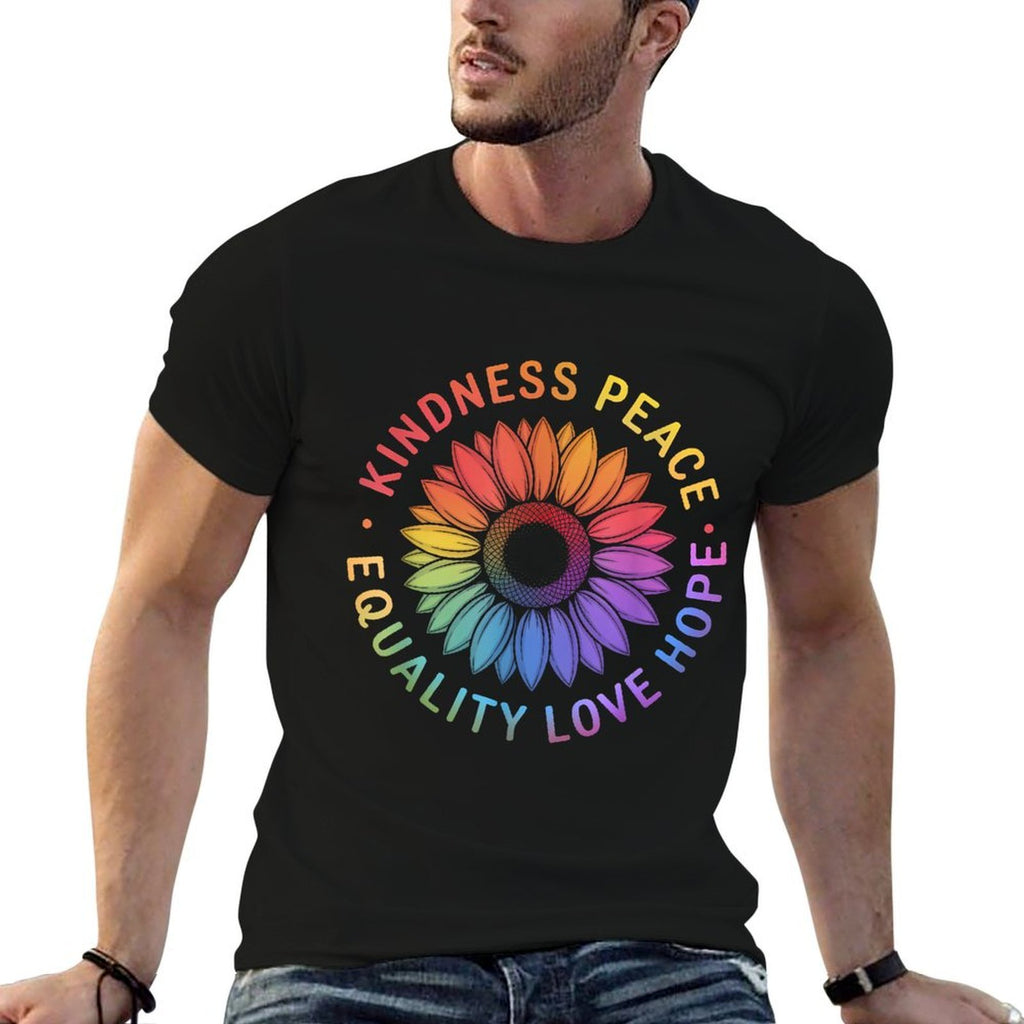 Sunflower Rainbow LGBTQ+ Gay Pride Month LGBT Ally  Easy-care T-Shirt