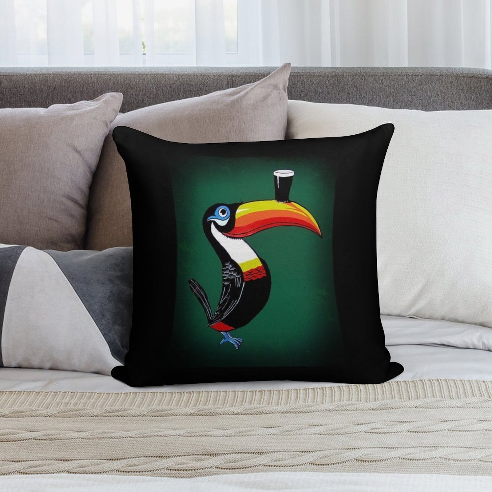 Toucan Soft Fade-Resistant Throw Pillow